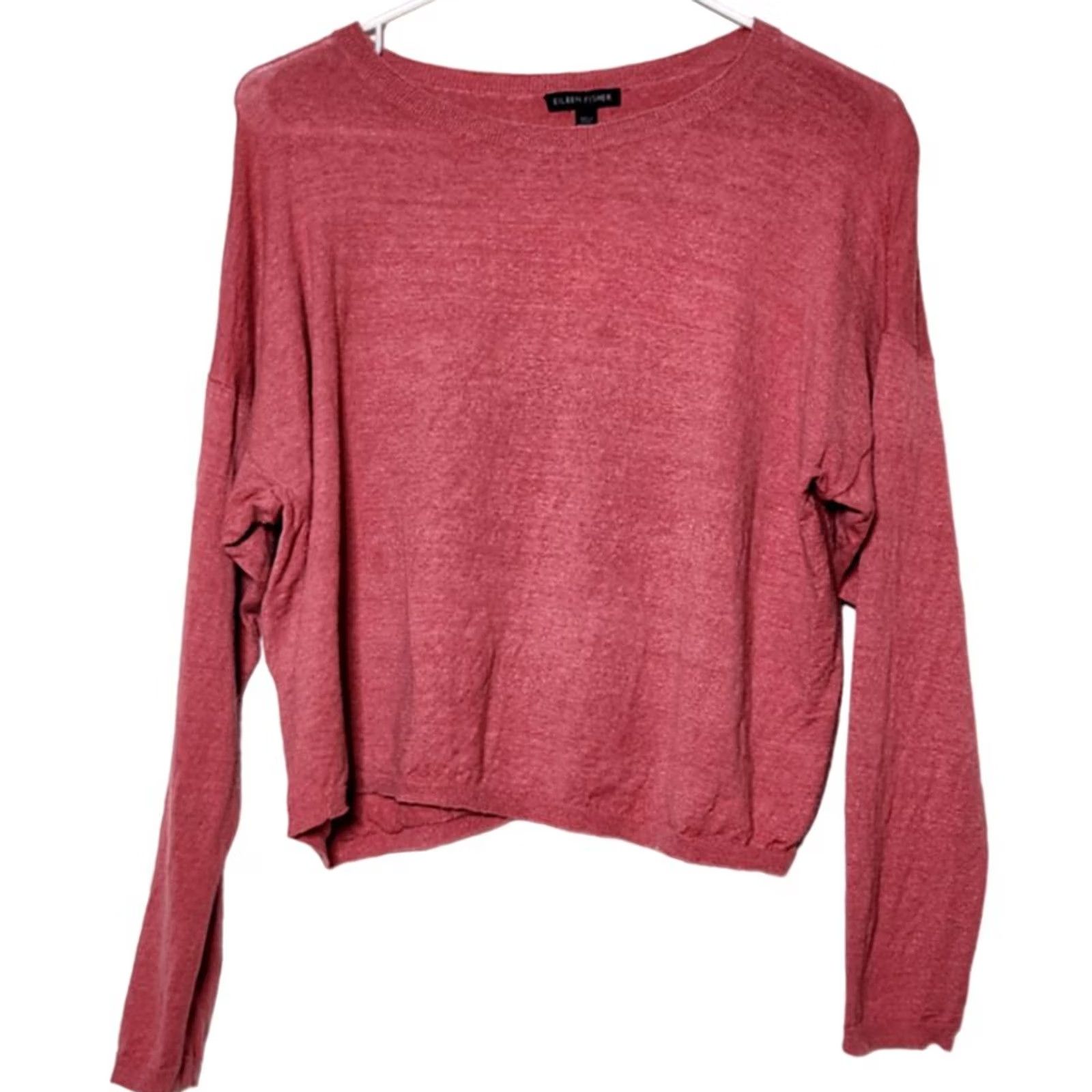 Eileen Fisher Eileen Fisher Womens XXS Organic Linen Knit Sweater Pullover Long Sleeve Red Size XXS / US 00 / IT 34 - 2 Thumbnail