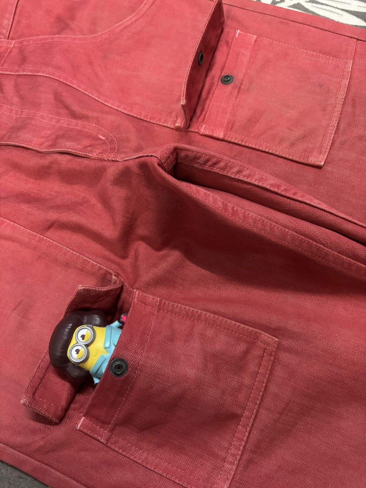 PPFM Vintage Japanese Brand PPFM Red Baggy Bush Denim Pants Size US 30 / EU 46 - 5 Thumbnail