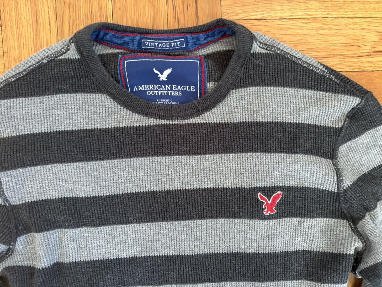 American Eagle Outfitters Vintage American Eagle Striped Waffle Knit Thermal Shirt Size US L / EU 52-54 / 3 - 2 Thumbnail
