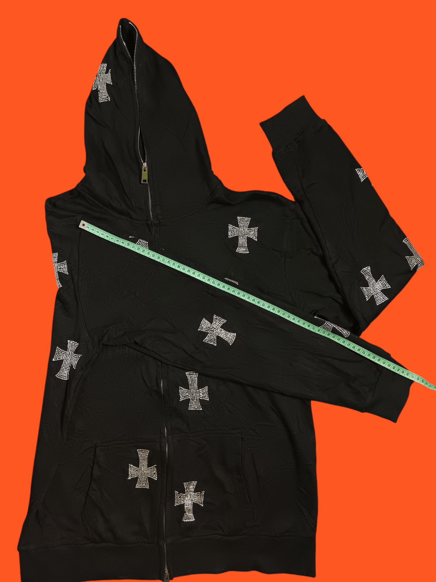 Hysteric Glamour × If Six Was Nine × Japanese Brand Y2K Hoodie Rhinestone Cross Zip Up Style Size US XL / EU 56 / 4 - 7 Thumbnail