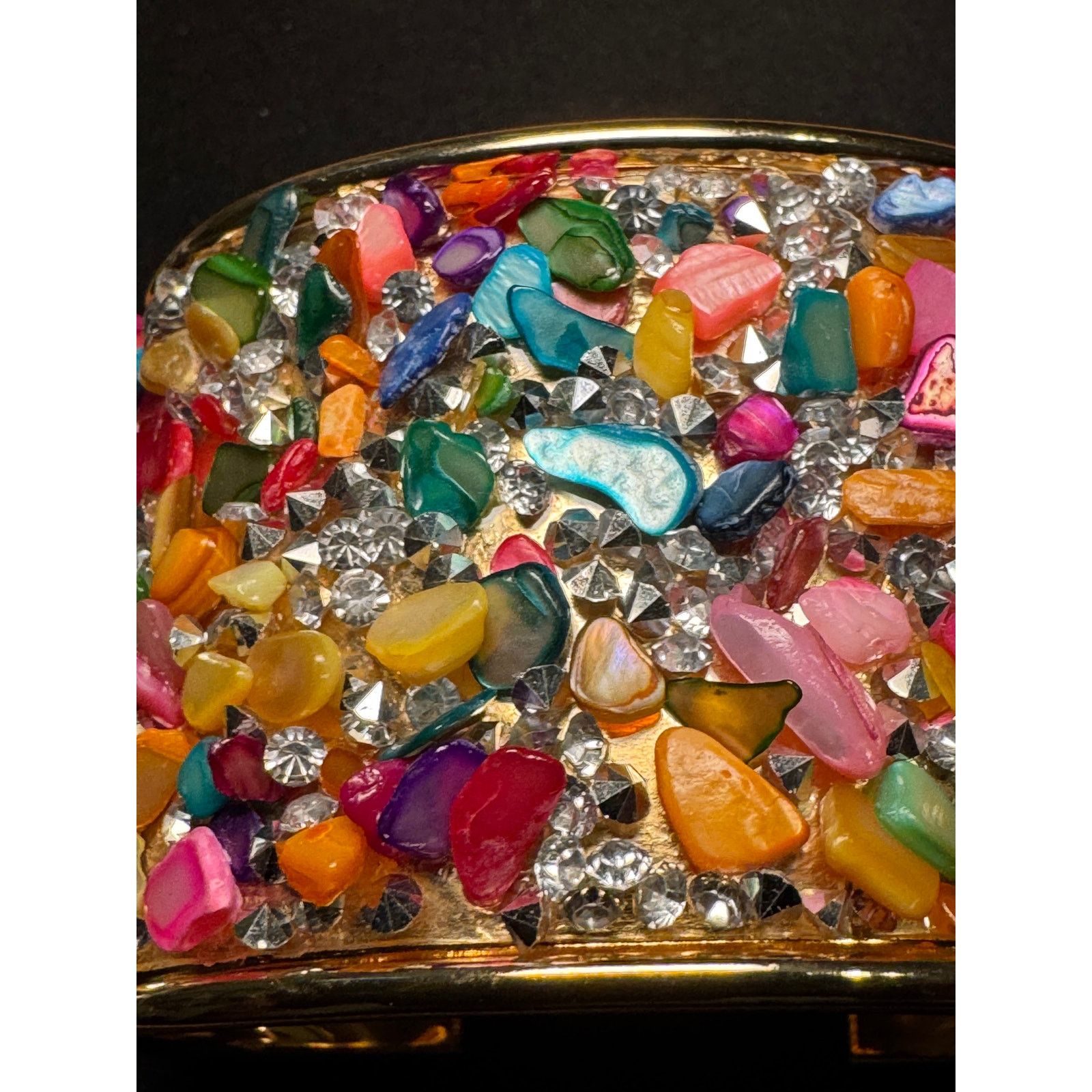 Other Gold Plated Rainbow Gemstones Crystals Cuff Bracelet 7in Size ONE SIZE - 2 Thumbnail