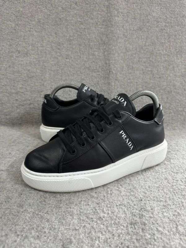 Prada Prada Black Leather Low Top Platform Sneakers Size 39 Size US 9 / IT 39 - 1 Thumbnail