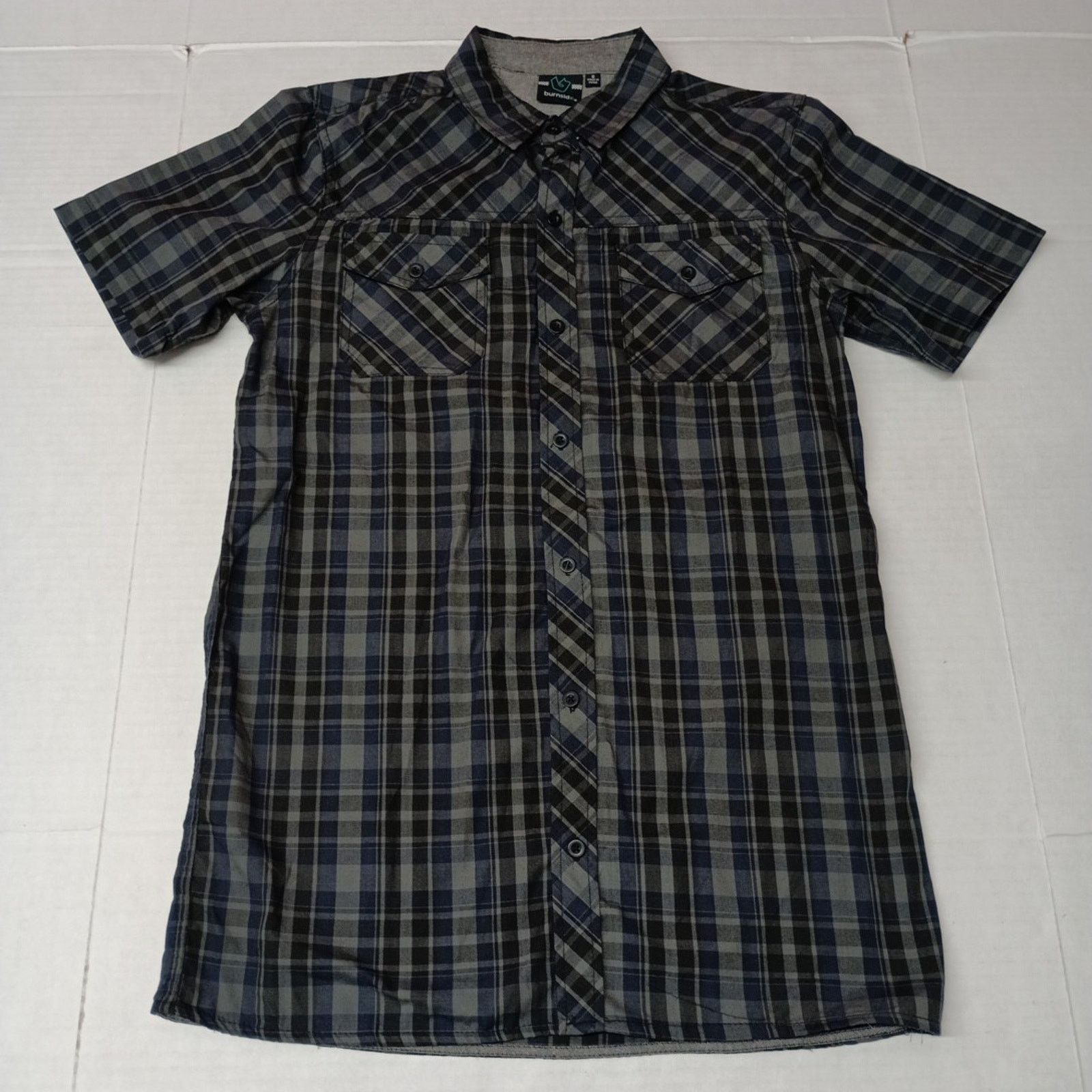 Burnside Burnside Mens S Shirt Button Up Blue Black Gray Plaid Casual Size US S / EU 44-46 / 1 - 1 Thumbnail
