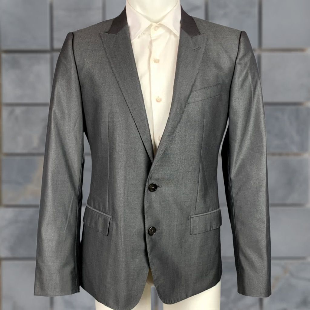 Dolce & Gabbana DOLCE & GABBANA Size 38 Grey Charcoal Wool Silk Peak Lapel Sport Coat Size US XXS / EU 40 - 1 Thumbnail
