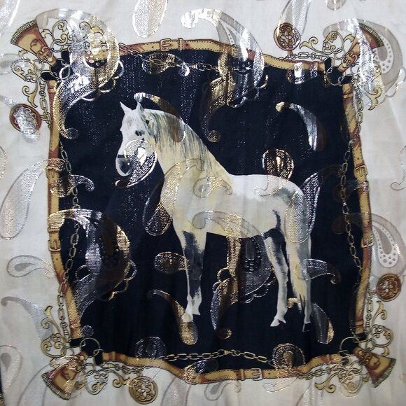 Vintage Vintage Gorgeous Satin Horse Equestrian Metallic Gold Shirt Size US S / EU 44-46 / 1 - 7 Thumbnail