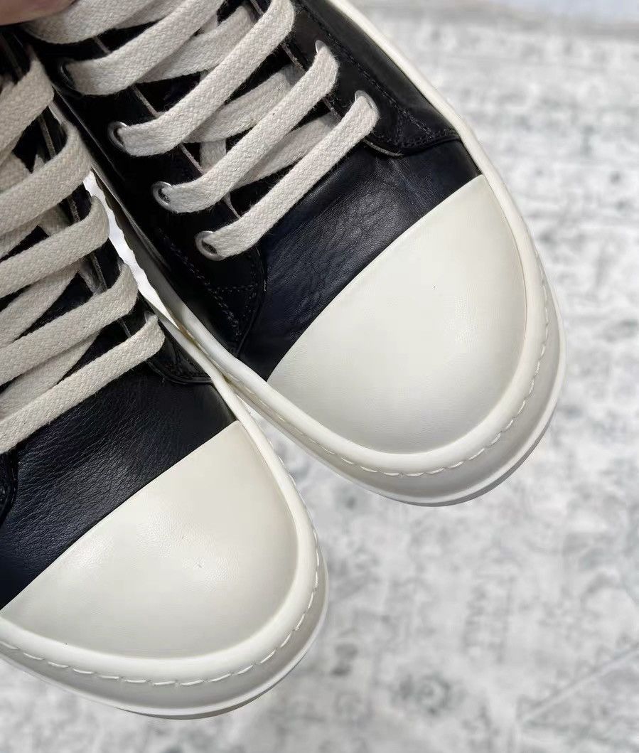 Rick Owens Rick Owens black and white low-top classic leather sneakers Size US 7 / IT 37 - 6 Thumbnail