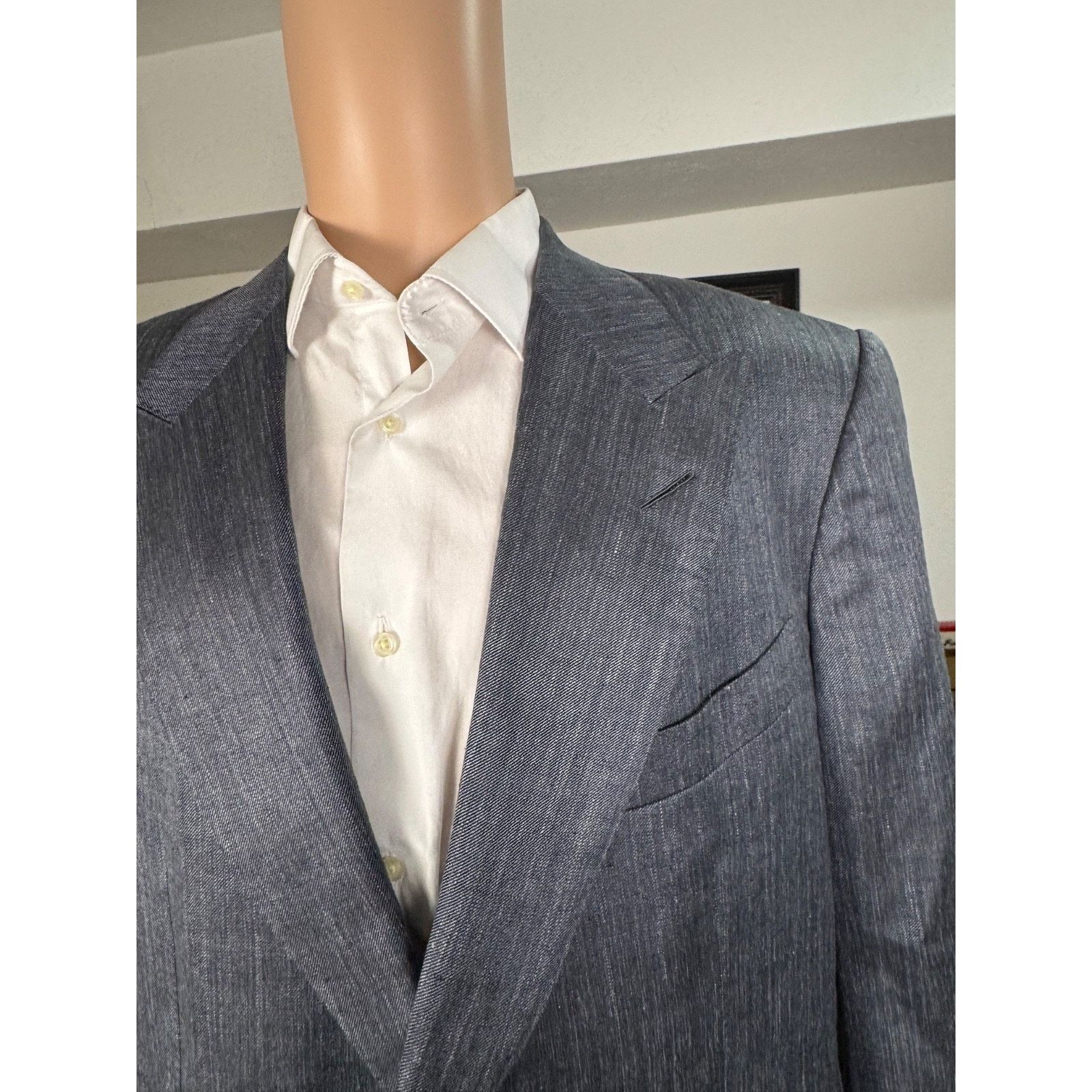 Tom Ford Tom Ford Gray Wool Silk Linen Peak Lapel Blazer Jacket 46R Size 46R - 1 Thumbnail