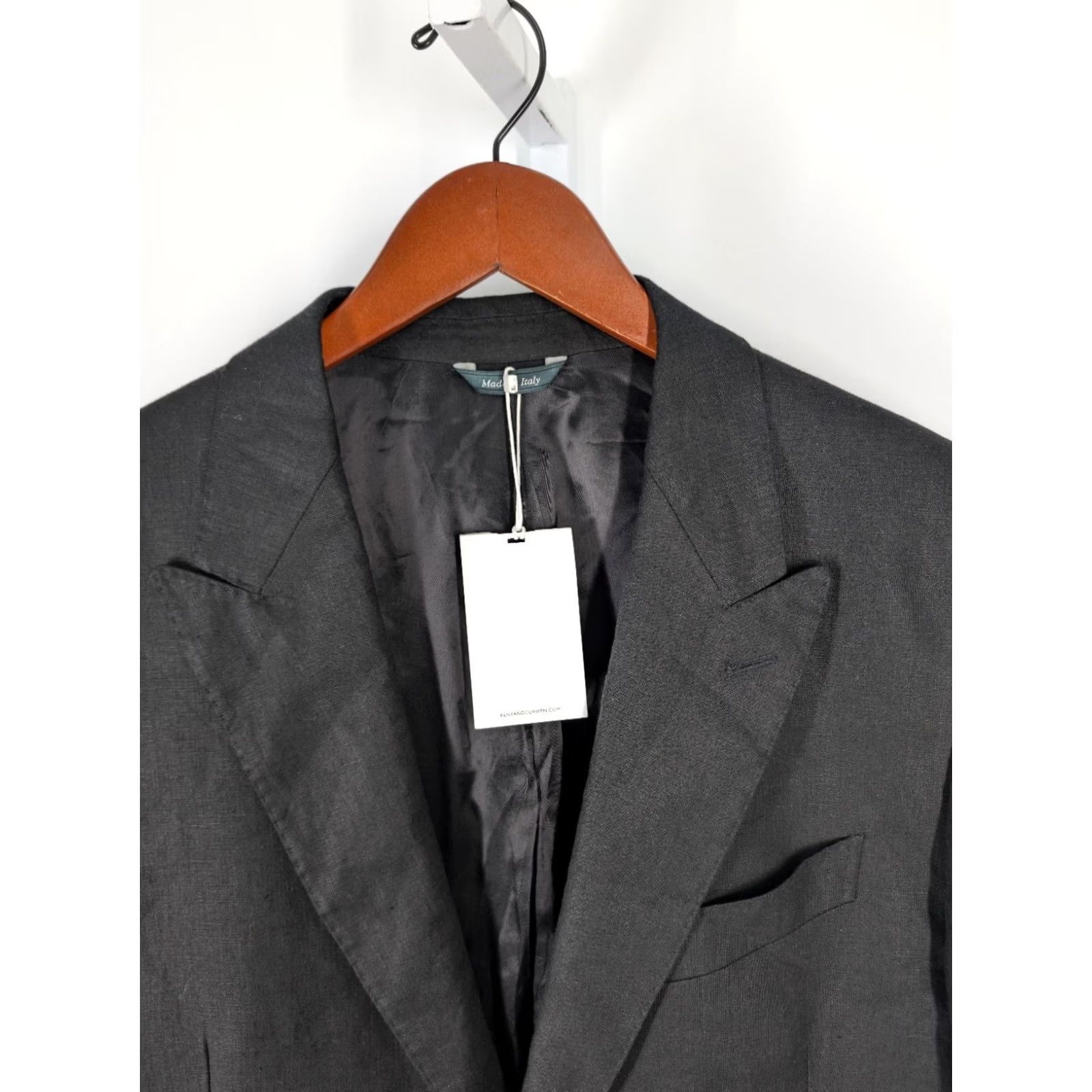 Vintage Kent & Curwen Blazer Tuxedo Linen 42R Black Men Regular Jacket NWT Italy 52 Size 42R - 2 Thumbnail