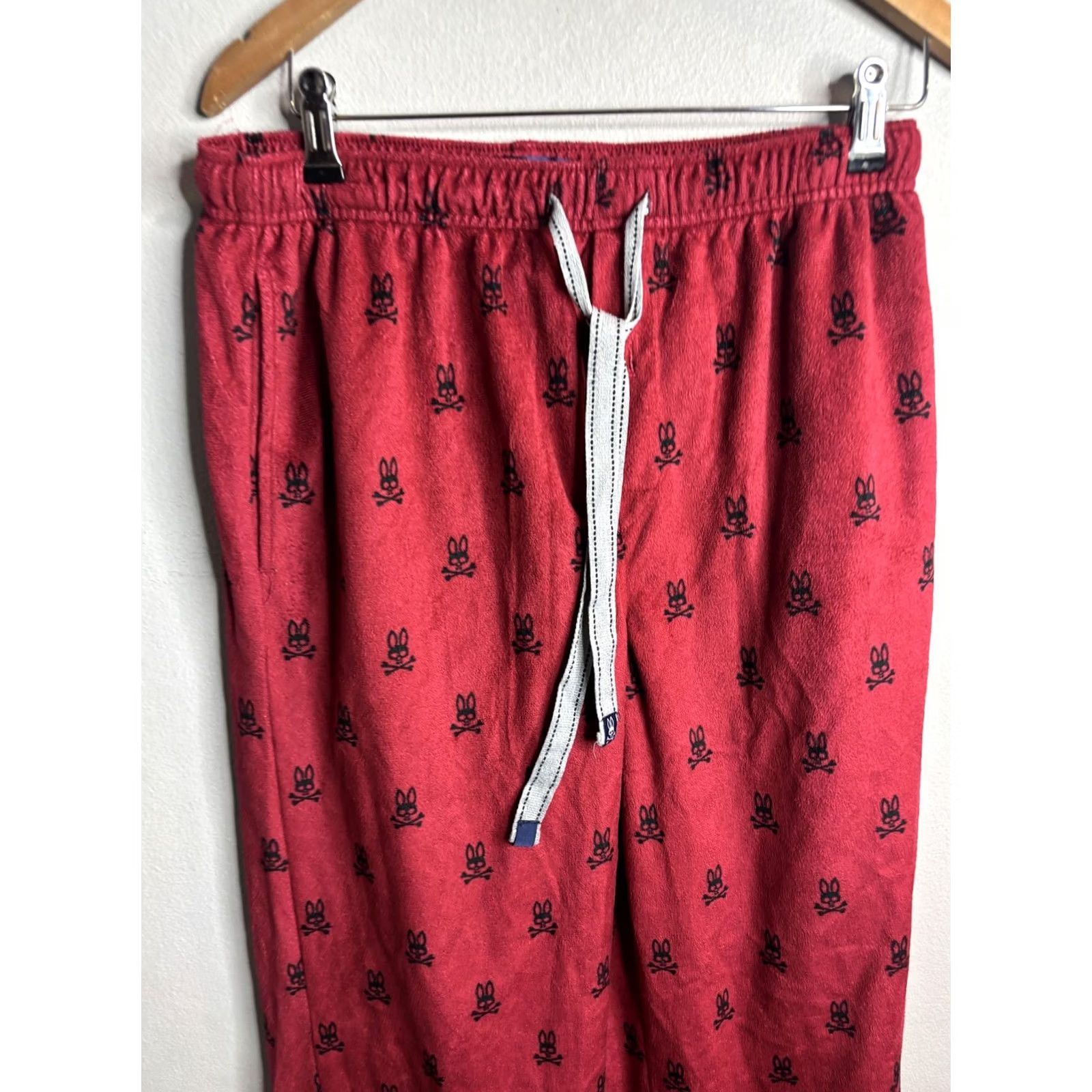 Psycho Bunny Psycho Bunny Pajama Pants Mens M Red fleece graphic print lounge sleepwear Size US 31 - 2 Thumbnail