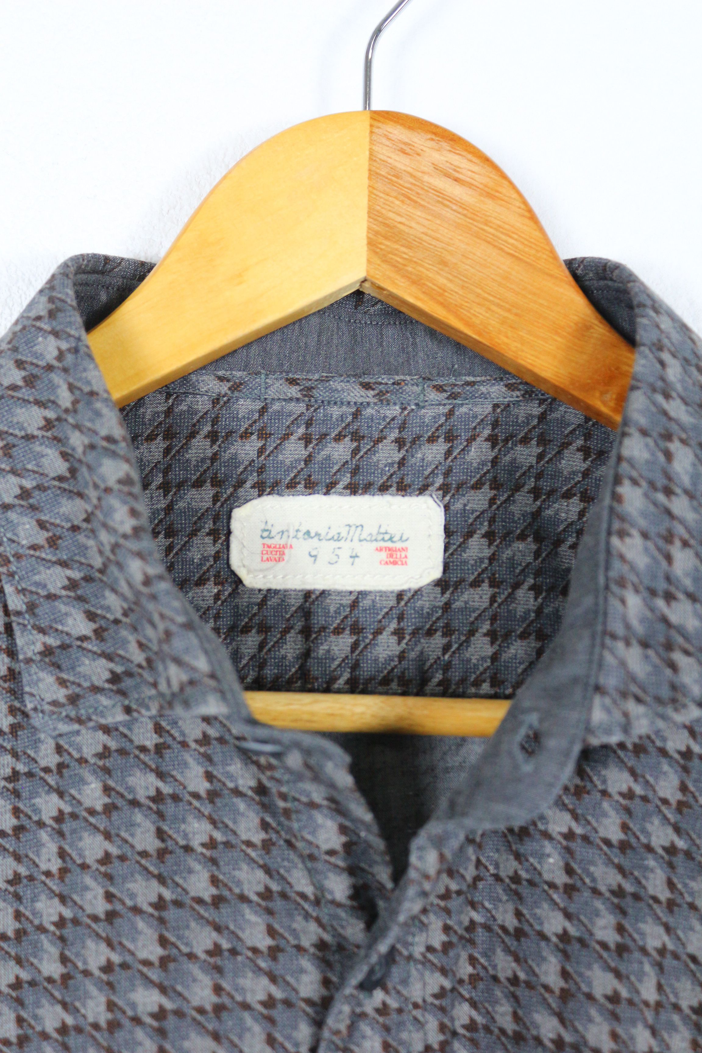 Tintoria Mattei Tintoria Mattei 954 Houndstooth Printed Knit Shirt Size US L / EU 52-54 / 3 - 4 Thumbnail