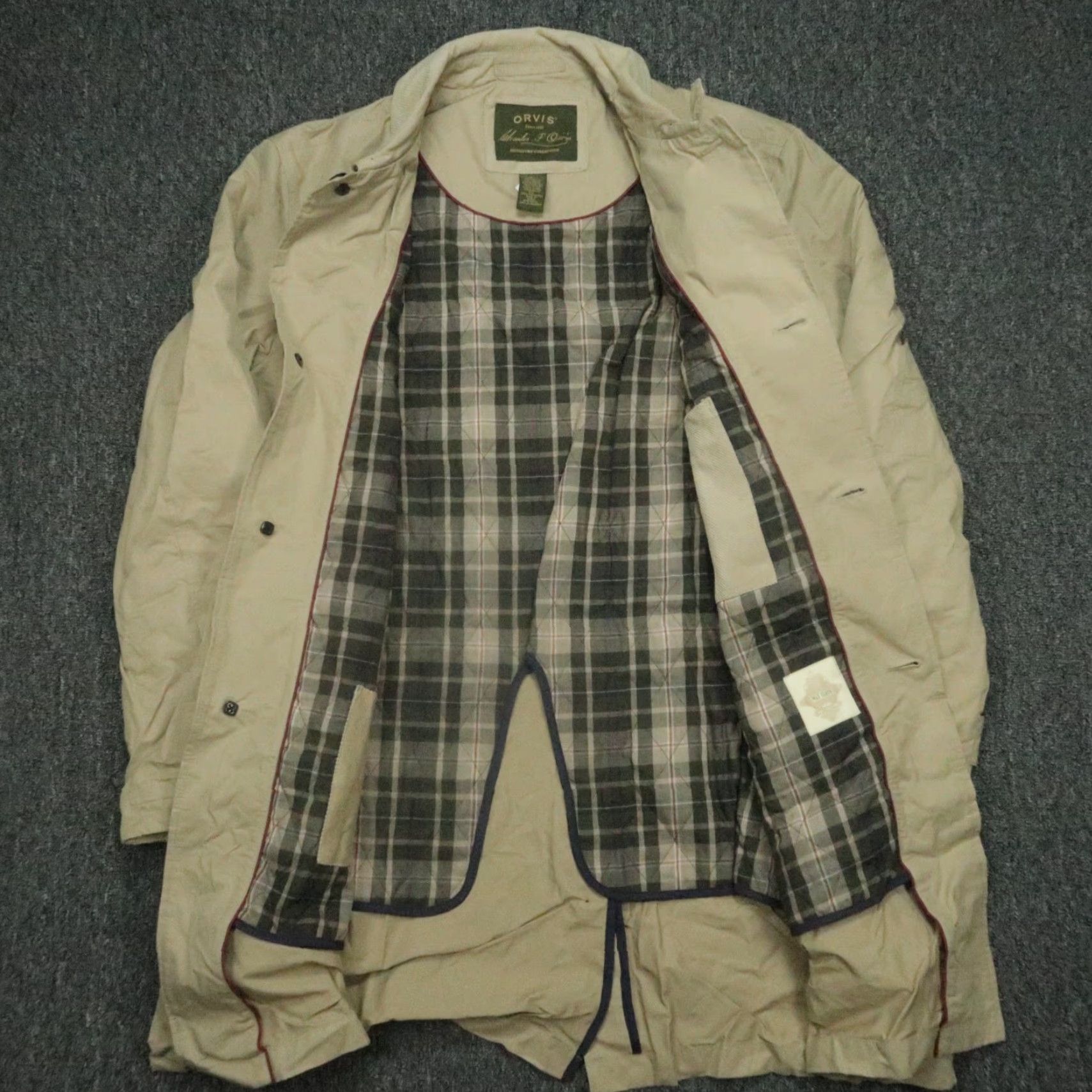 Orvis Orvis Jacket Mens XL Long Waxed Cotton Button Hiking Hunting Lined Pockets Casual Travel Workwear Nylon Polyester Brown Tan Wax Cloth Series Kinder? Size US XL / EU 56 / 4 - 3 Thumbnail