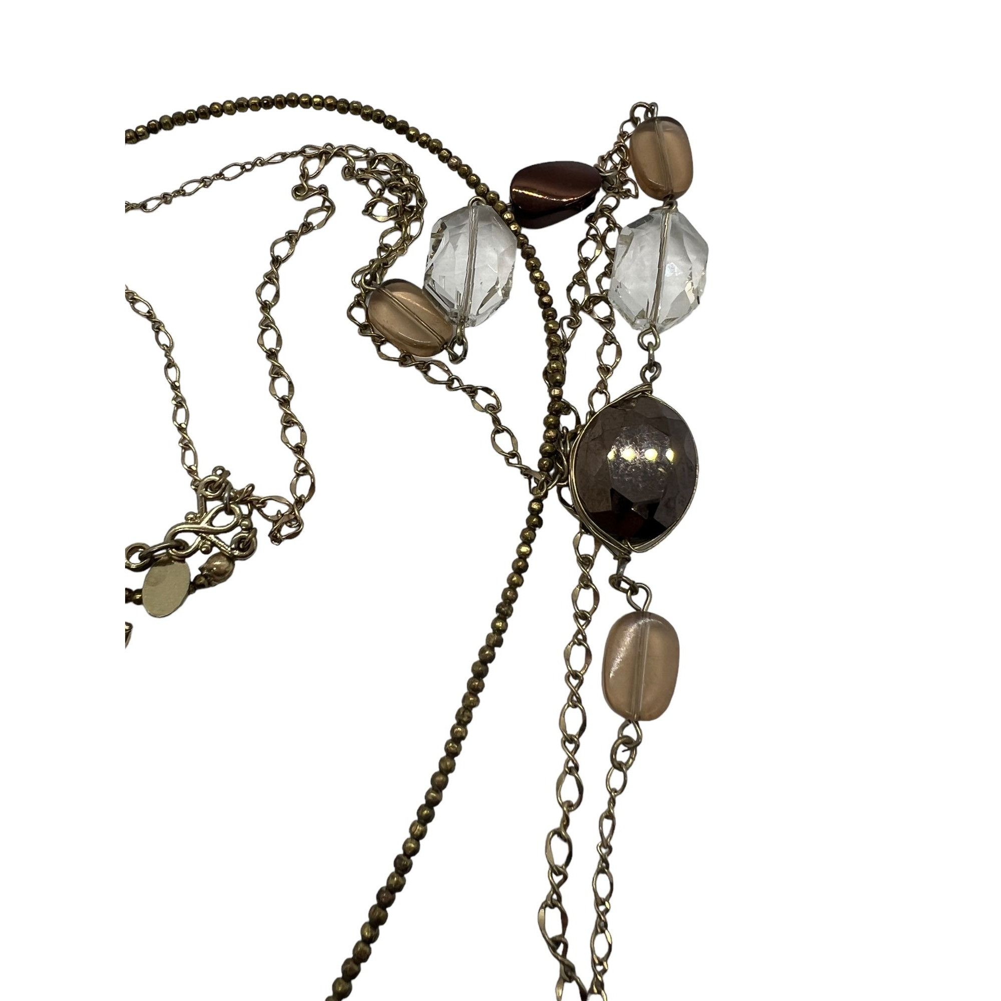 Chicos Chicos Gold Tone 3 Strand Necklace Glass Beads Layered Seed Size ONE SIZE - 3 Thumbnail