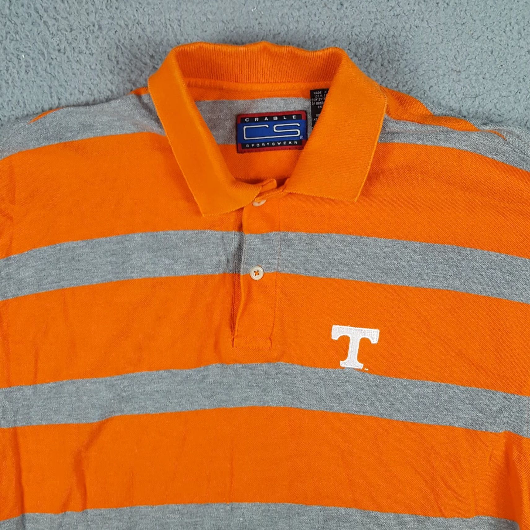 Vintage VINTAGE Crable Sportswear Tennessee Vols Collared Polo Shirt Adult Large Orange Striped Football 90s Mens Size US L / EU 52-54 / 3 - 2 Thumbnail