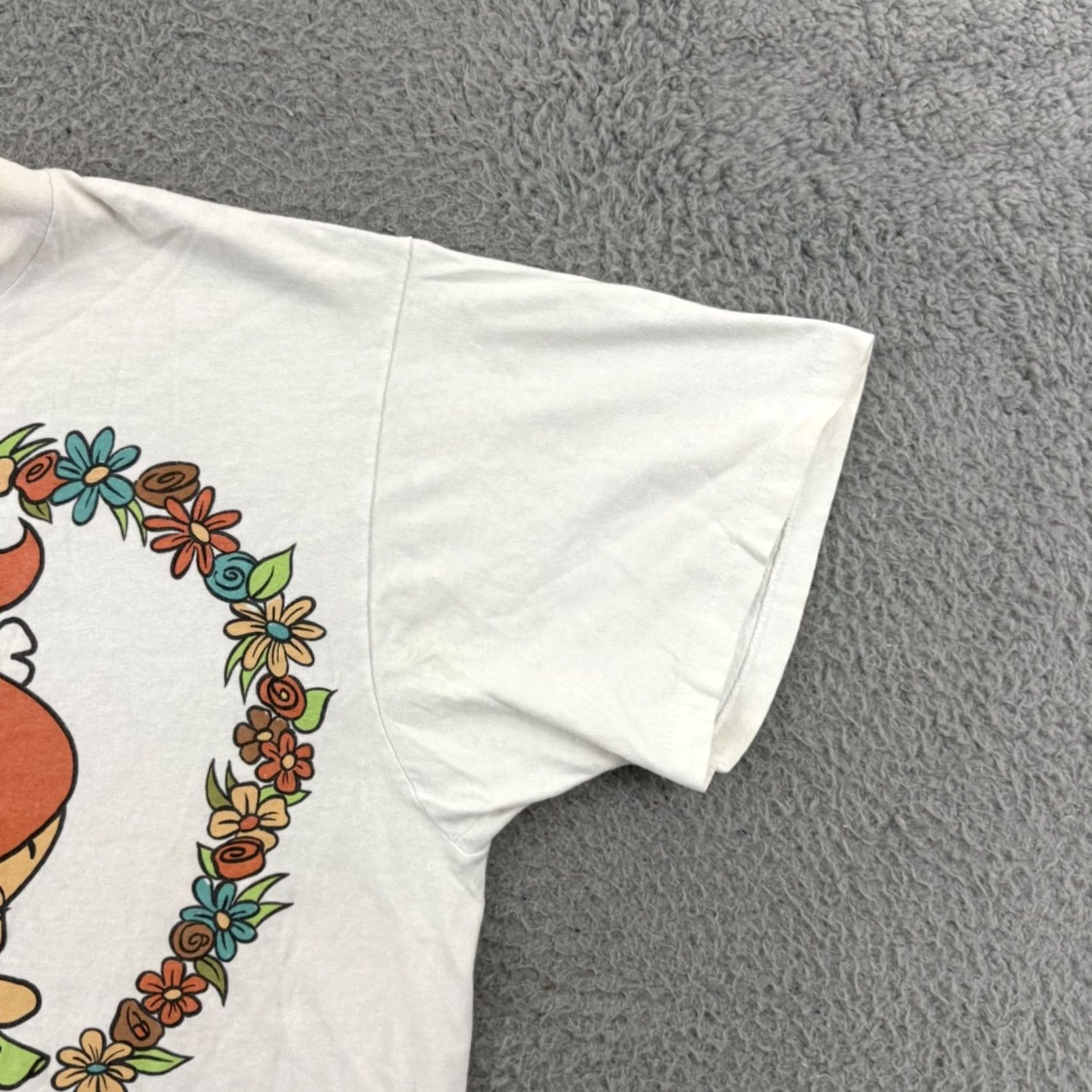 Delta VINTAGE Delta Pro Weight Shirt Mens Large White Pebbles Bam Bam 90s Flinstones Cartoon Graphic Print Short Sleeve Size US L / EU 52-54 / 3 - 6 Thumbnail