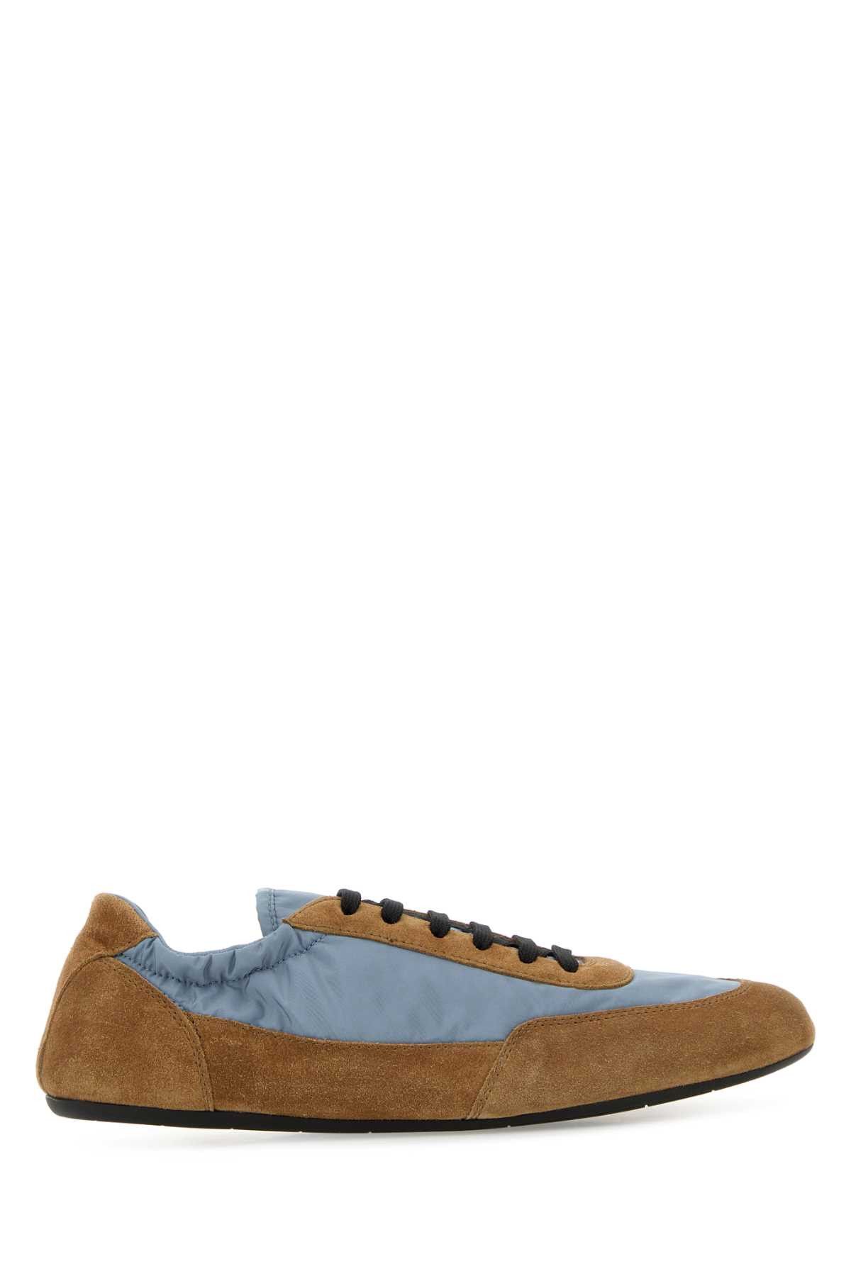 Two-Tone Re-Nylon And Suede Collapse Sneakers