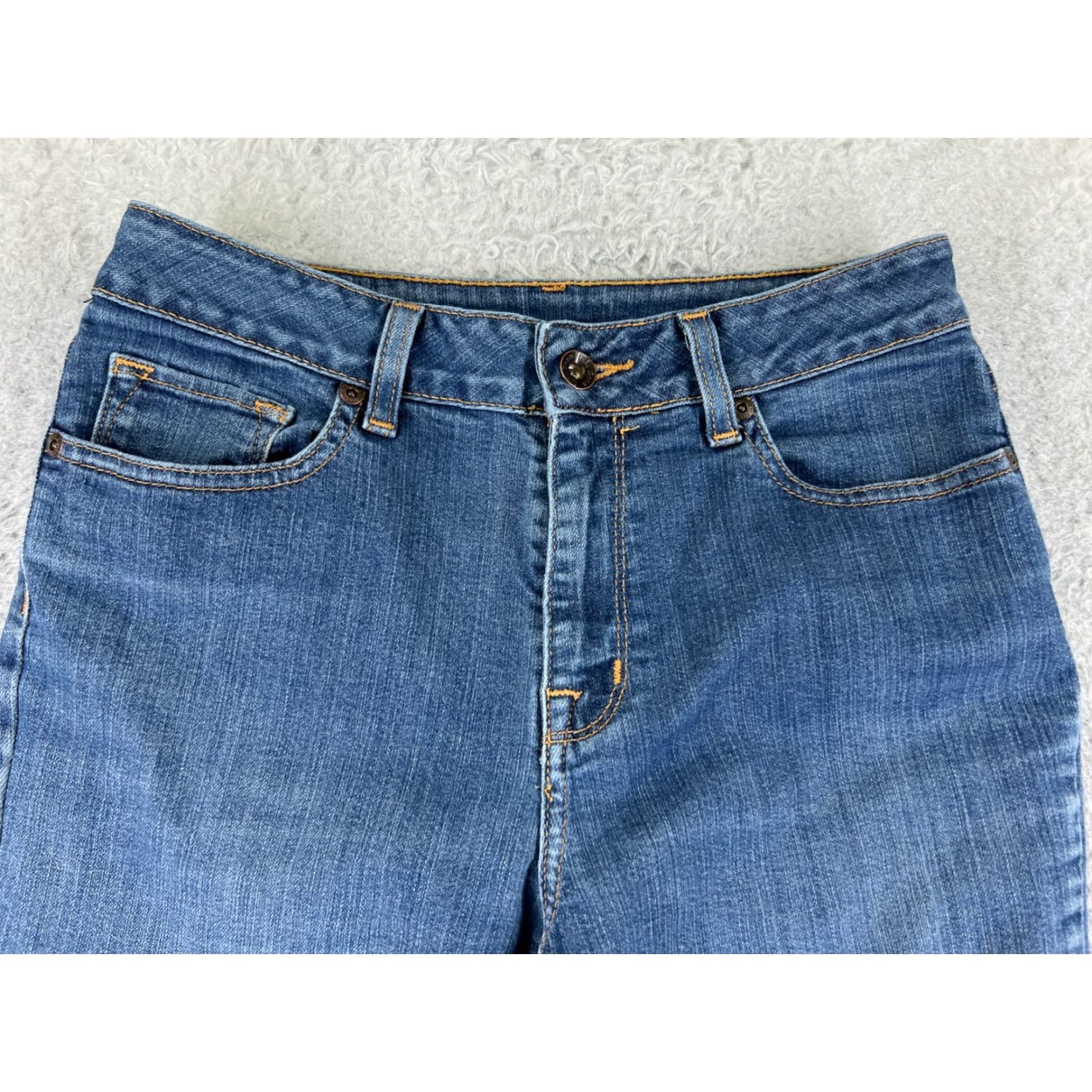 Vintage L.L. Bean Women's Blue Denim Bootcut Jeans Pants 4 Mid Rise 27 Inch Inseam Stretch Cotton Blend Size 27" / US 4 / IT 40 - 4 Thumbnail