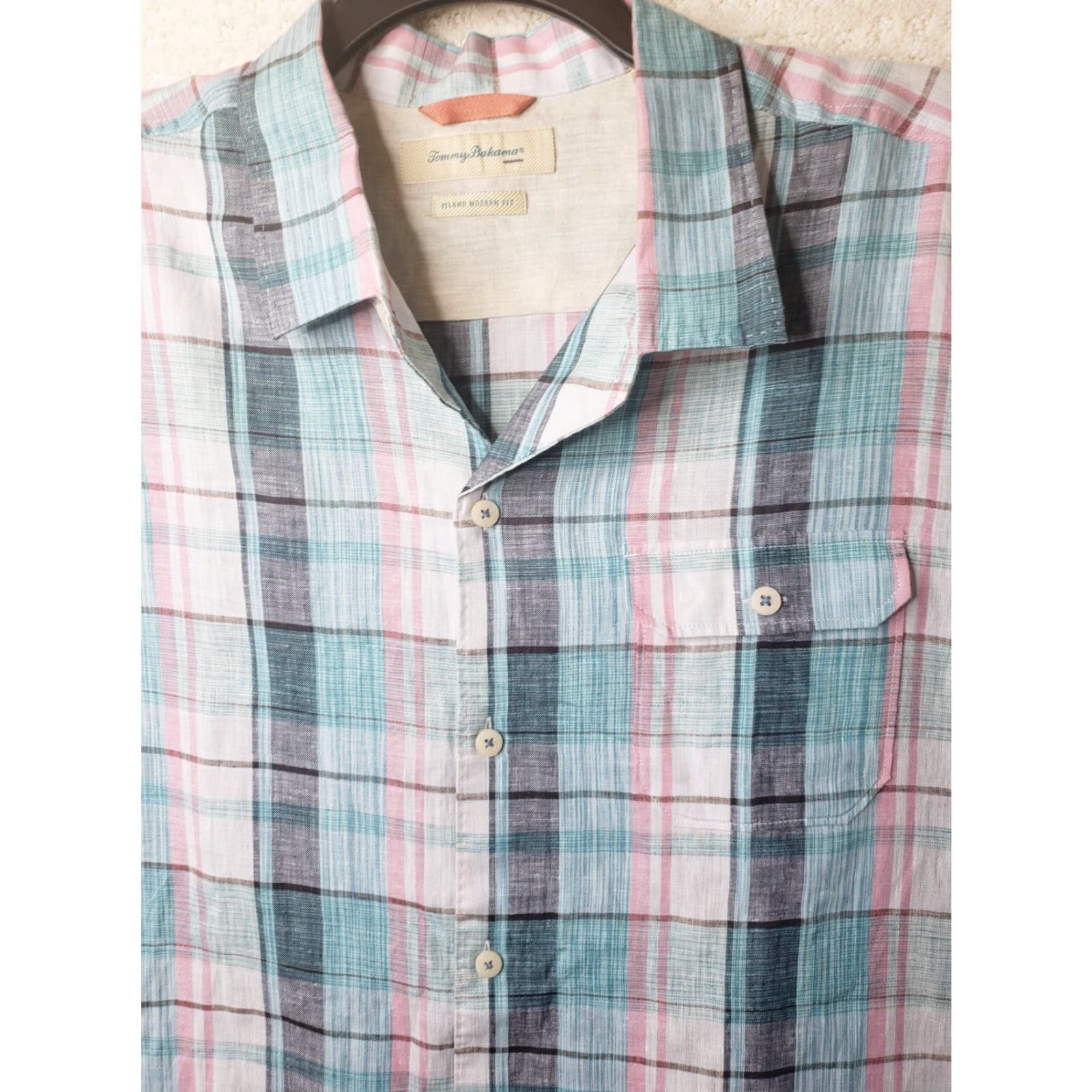 Tommy Bahama Tommy Bahama Shirt Mens 2XL 100% Linen Multicolor Plaid Short Sleeve Collared Relax XXL Size US XXL / EU 58 / 5 - 5 Thumbnail