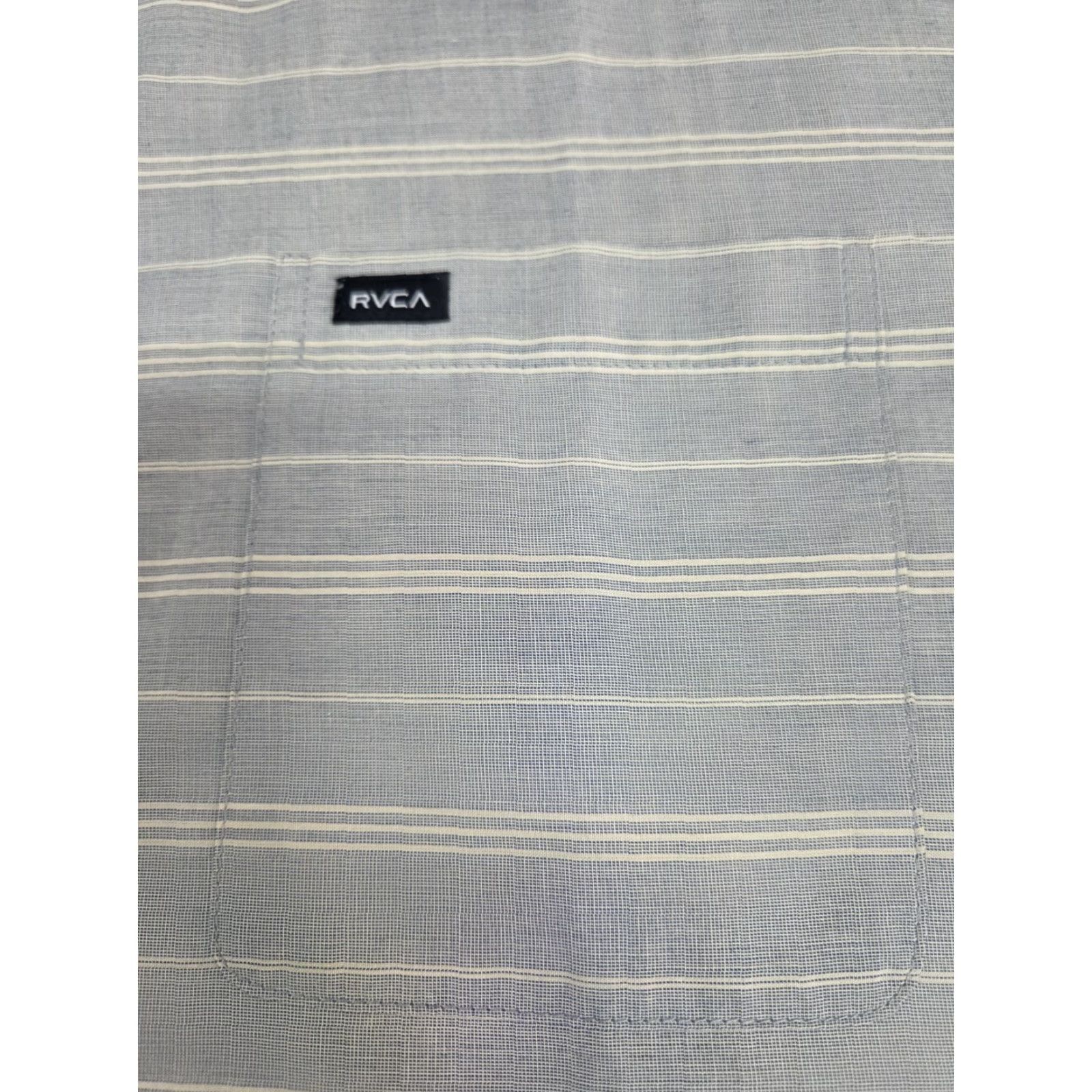 RVCA RVCA Mens Short Sleeve Button Up Shirt Slim Pocket Beige/Grey Striped XL Size US XL / EU 56 / 4 - 5 Thumbnail