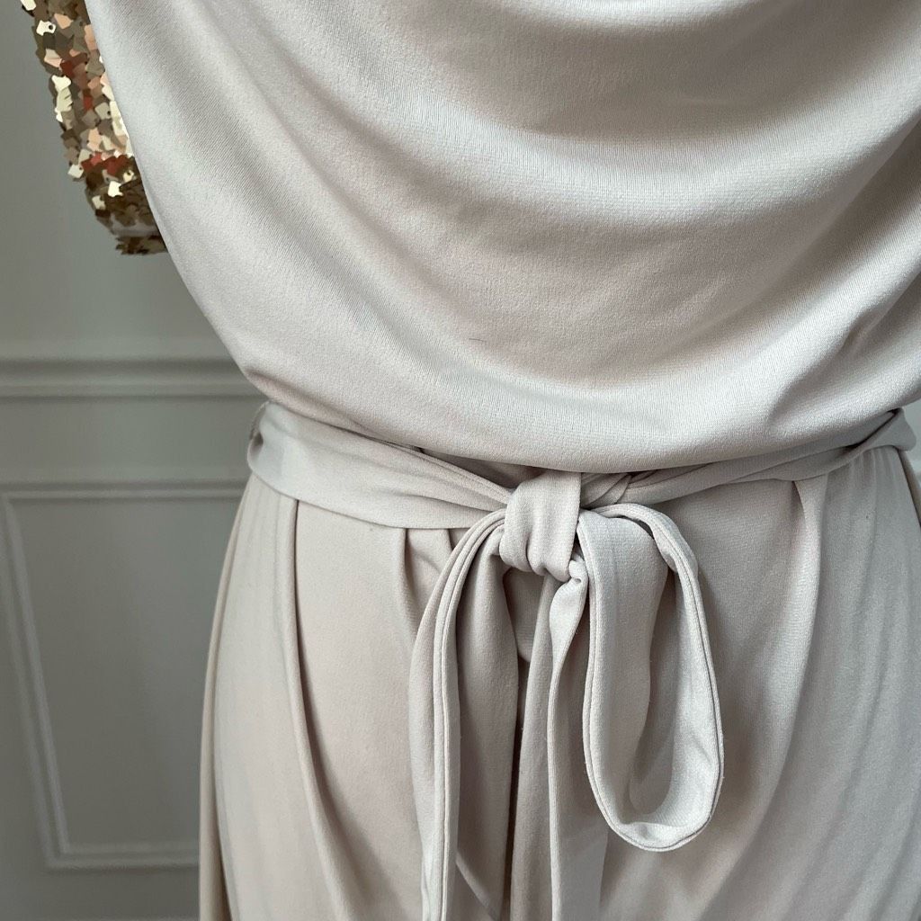 Calvin Klein Calvin Klein Beige Cowl Neck Dress Champaign Sequin 12 Size XL / US 12-14 / IT 48-50 - 4 Thumbnail