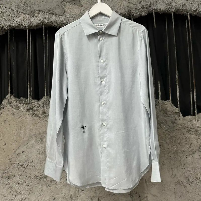 Dior Dior Long Sleeve Silk Shirt in Dark Gray 0089 Size US M / EU 48-50 / 2 - 1 Thumbnail