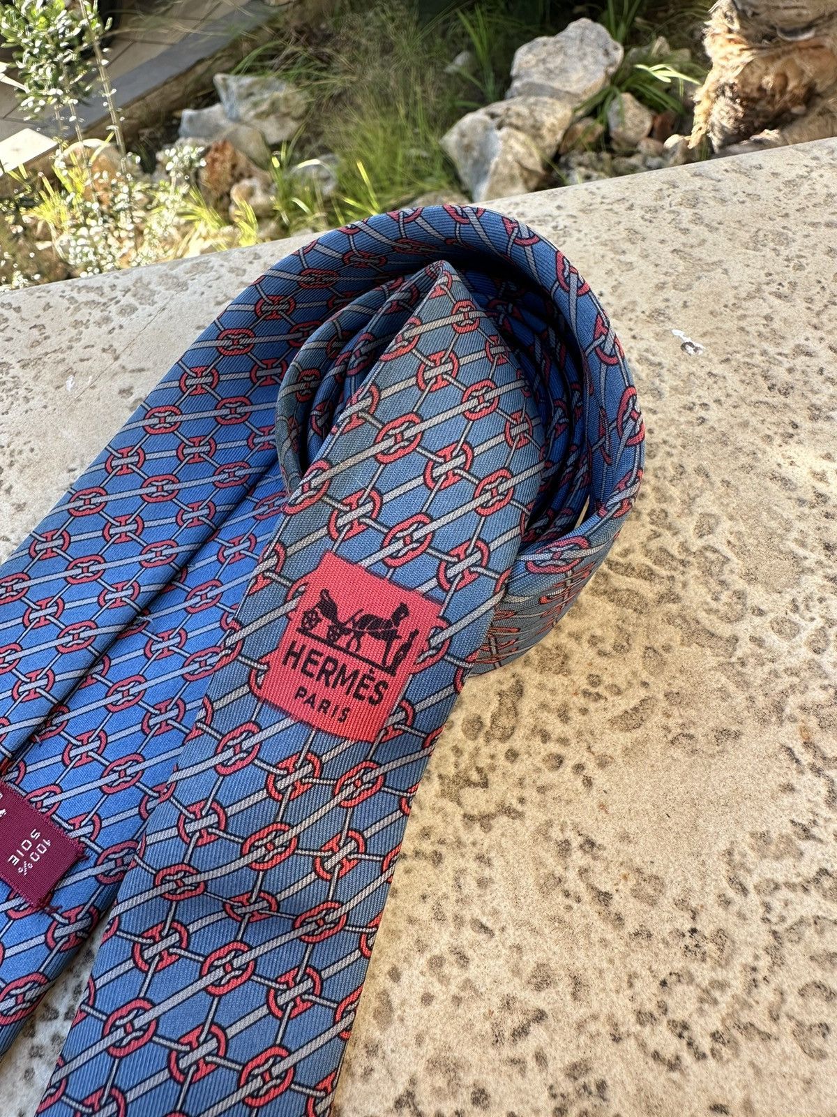 Hermes Hermès Silk Blue Tie Size ONE SIZE - 6 Thumbnail