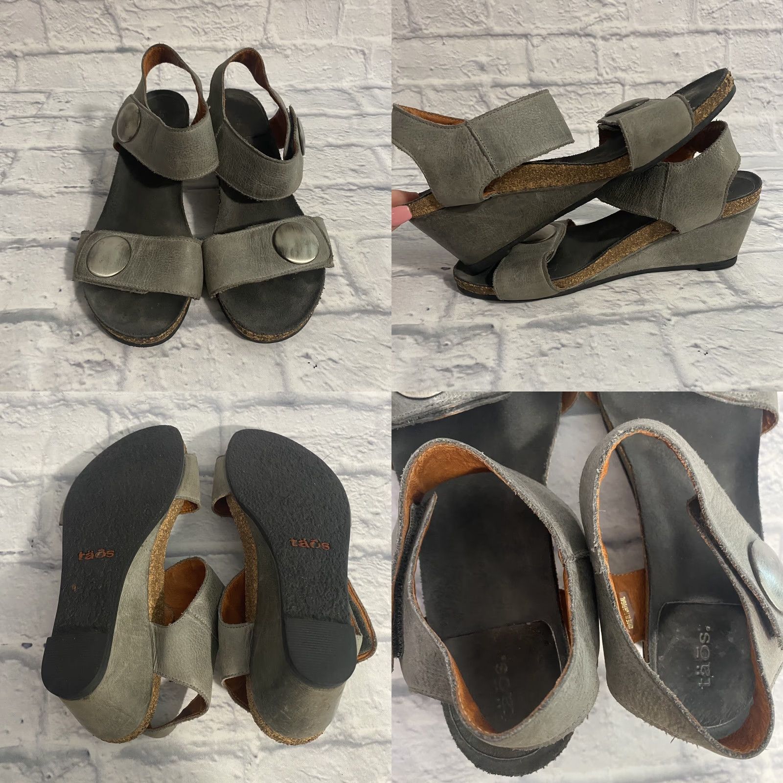 Taos VINTAGE: No — Taos Carousel 2 Wedge Sandals Graphite Metallic Gray Hook And Loop Women’s Sz 38 Size US 8 / IT 38 - 8 Thumbnail