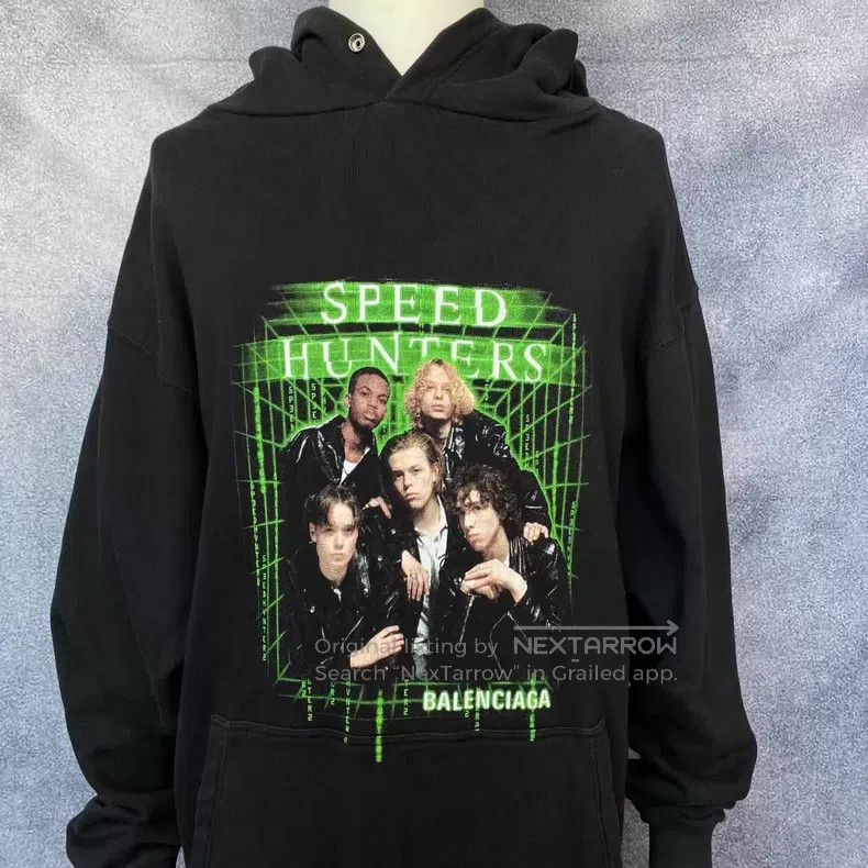 Balenciaga Balenciaga Black and Green Band Logo Hoodie Size US S / EU 44-46 / 1 - 1 Thumbnail