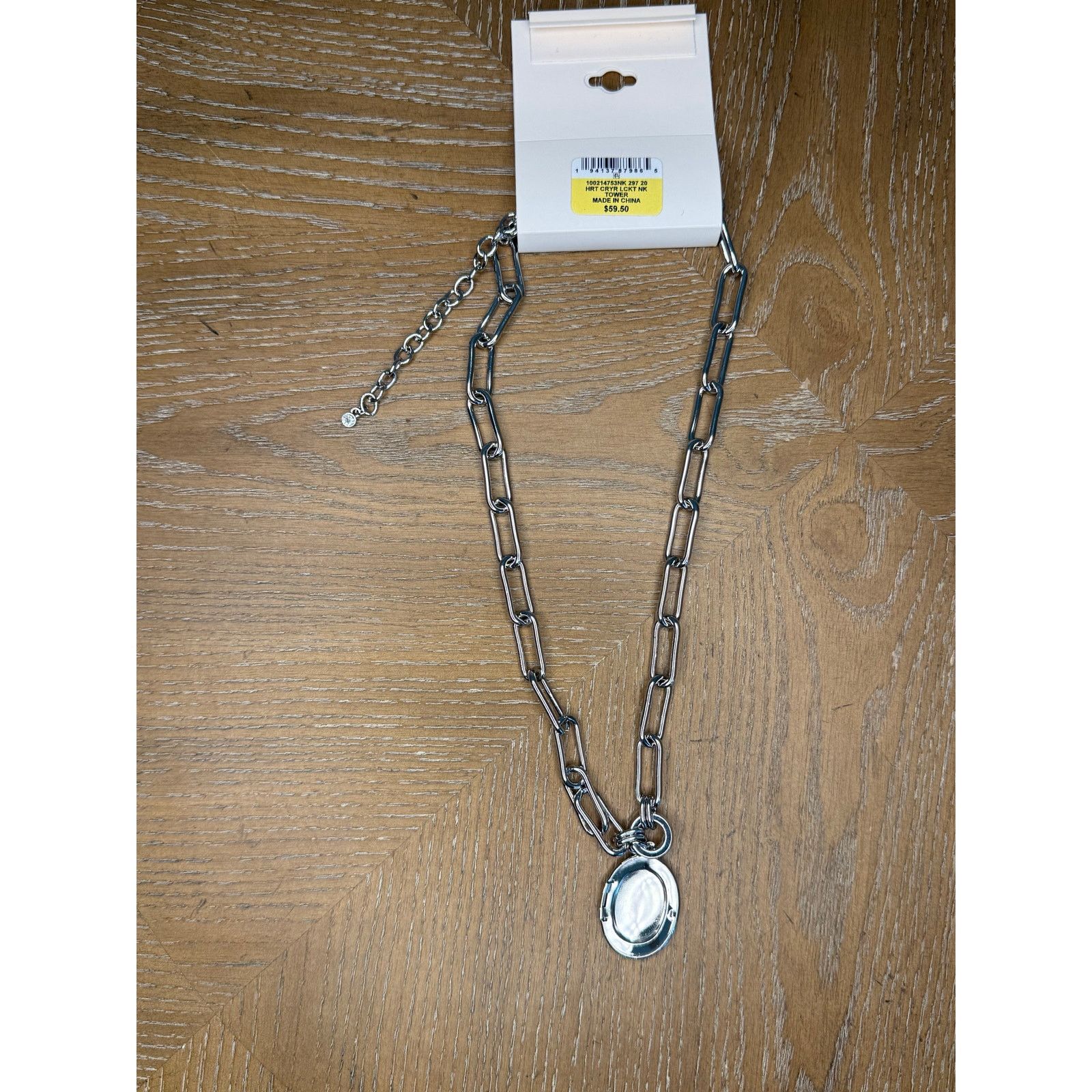 Other ON 34th Silver Tone Locket Pendant Necklace Paperclip Chain Size ONE SIZE - 1 Thumbnail