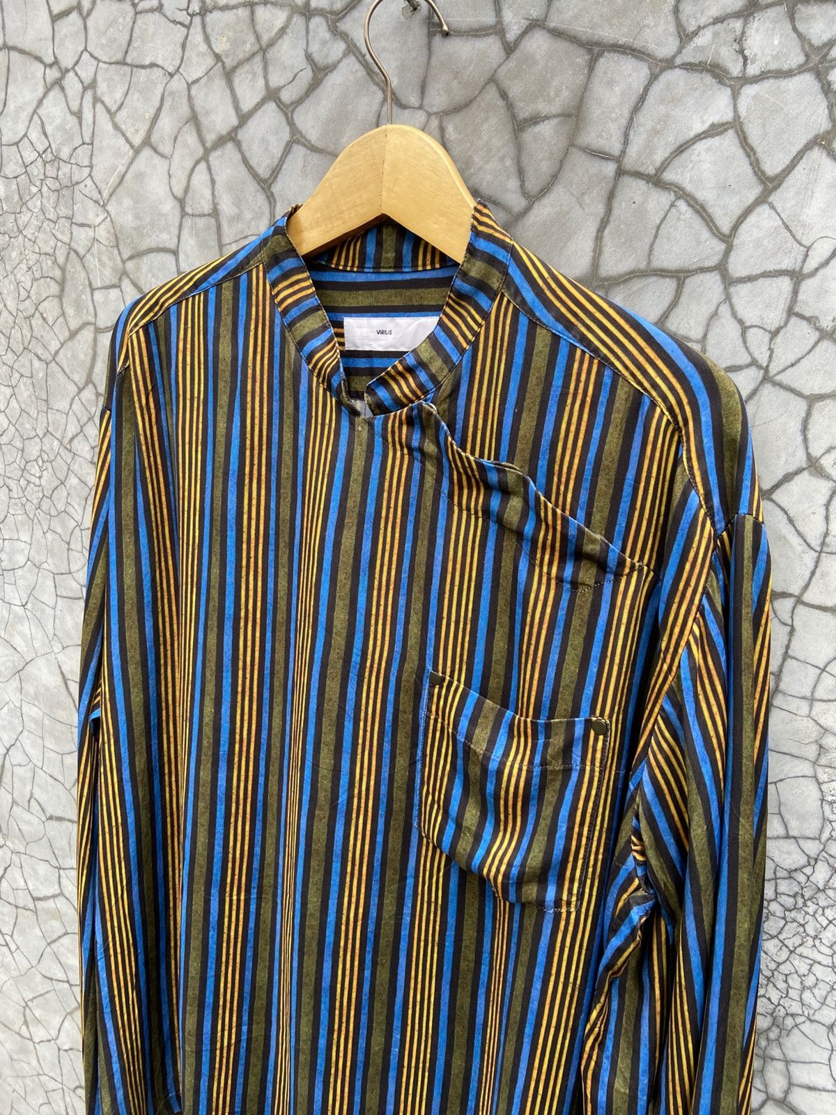TOGA VIRILIS AW2021 Toga Virilis 50s Classics Stripe Asymetric Shirts Size US L / EU 52-54 / 3 - 6 Thumbnail