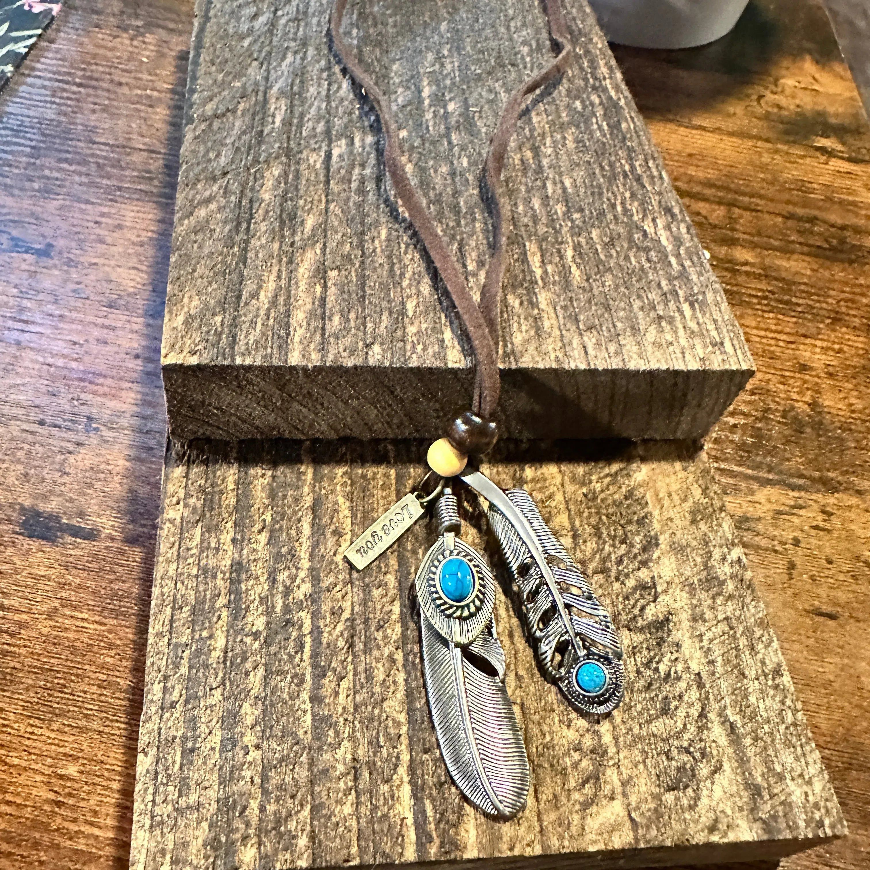 Other Southwest-Inspired Turquoise Feather Pendant Necklace on Bro Size ONE SIZE - 3 Thumbnail
