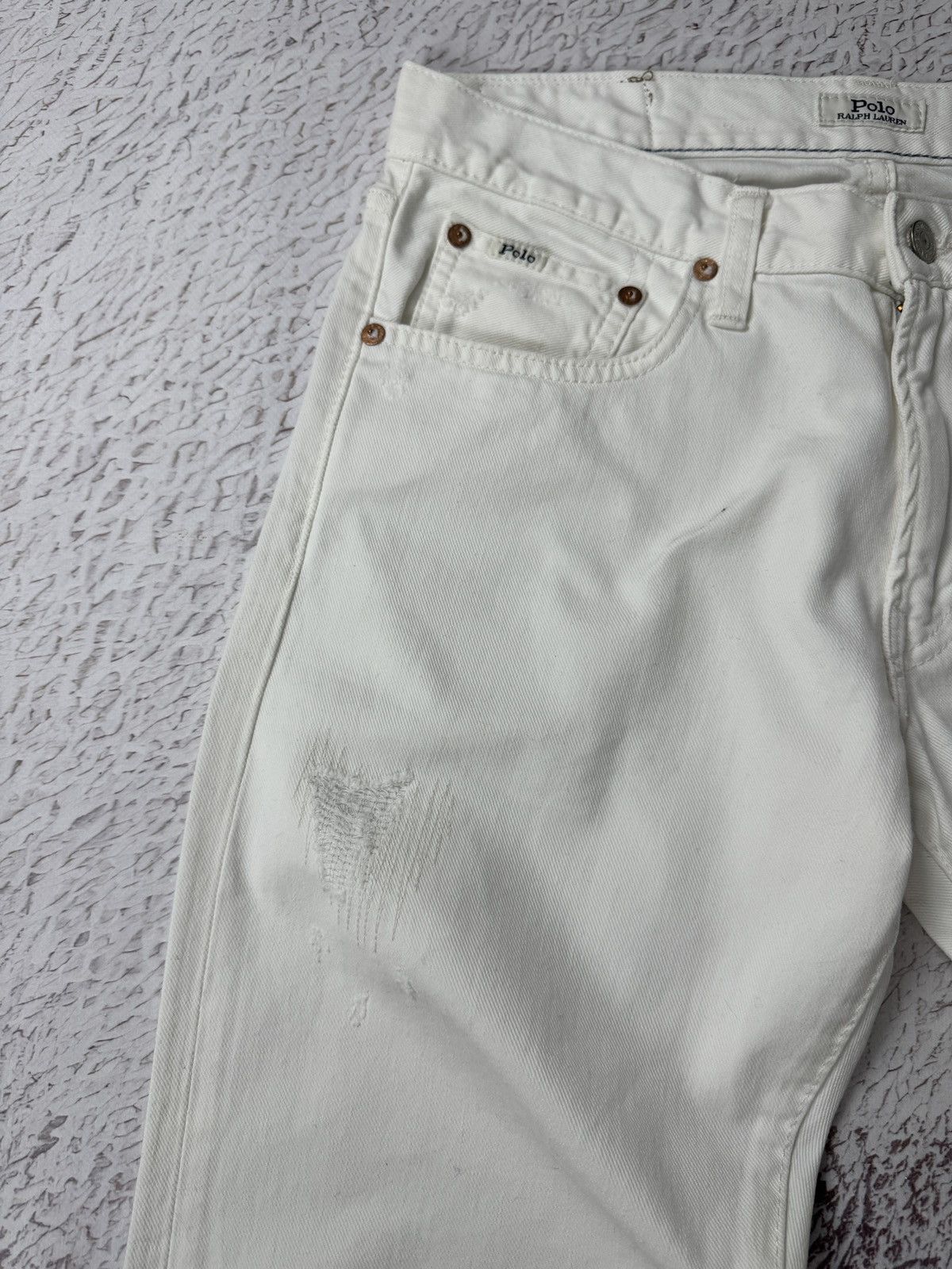 Polo Ralph Lauren Polo Ralph Lauren white distressed denim jeans pants Size US 30 / EU 46 - 9 Thumbnail