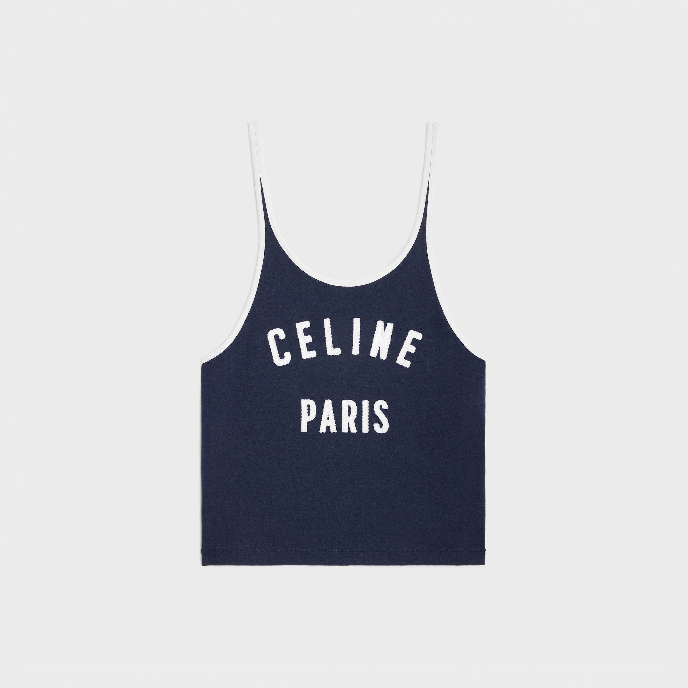 Celine CELINE PARIS TANK TOP IN COTTON JERSEY navy/off white Size S / US 4 / IT 40 - 1 Thumbnail