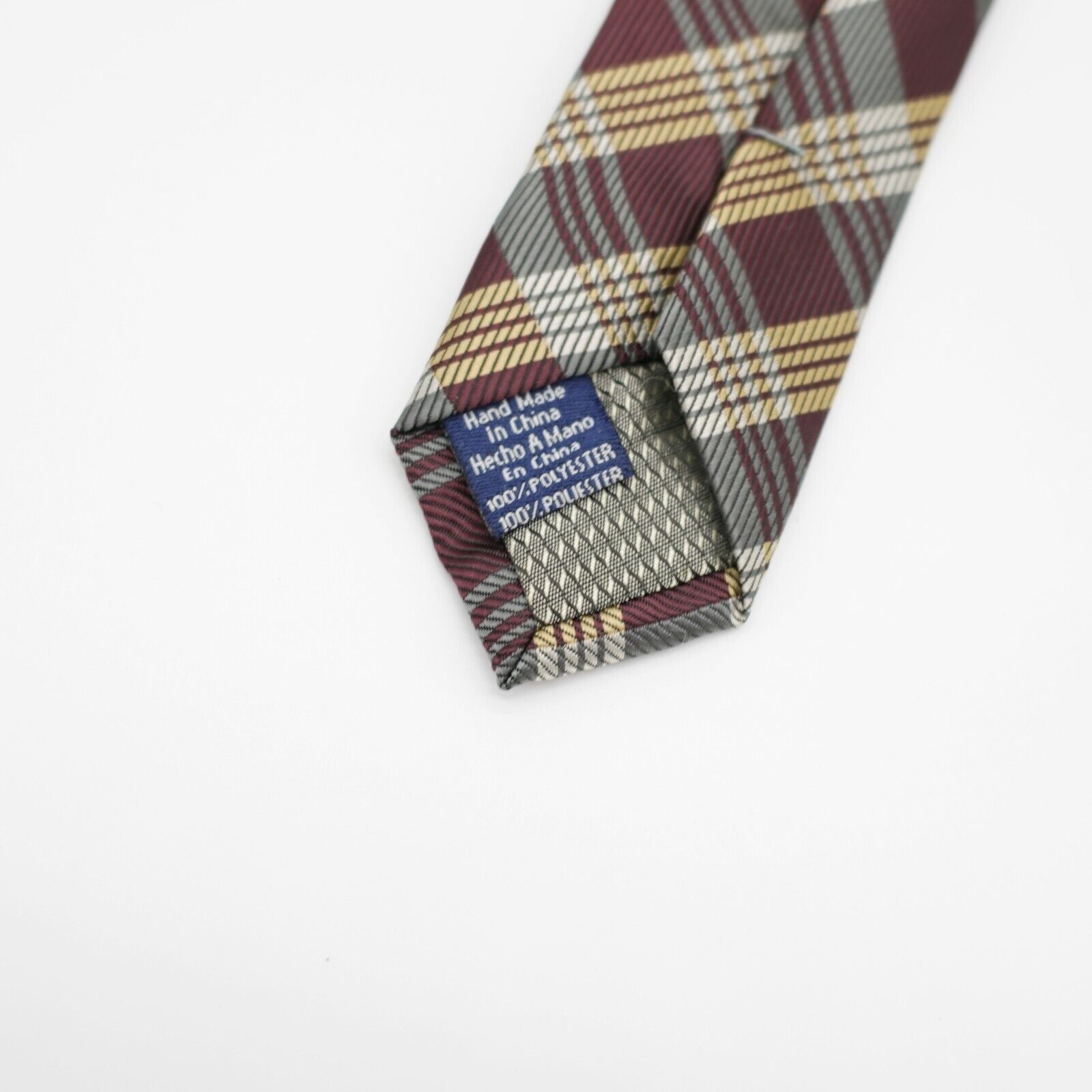 Stafford Stafford Gold Maroon Plaid Woven Polyester Tie Size ONE SIZE - 5 Thumbnail