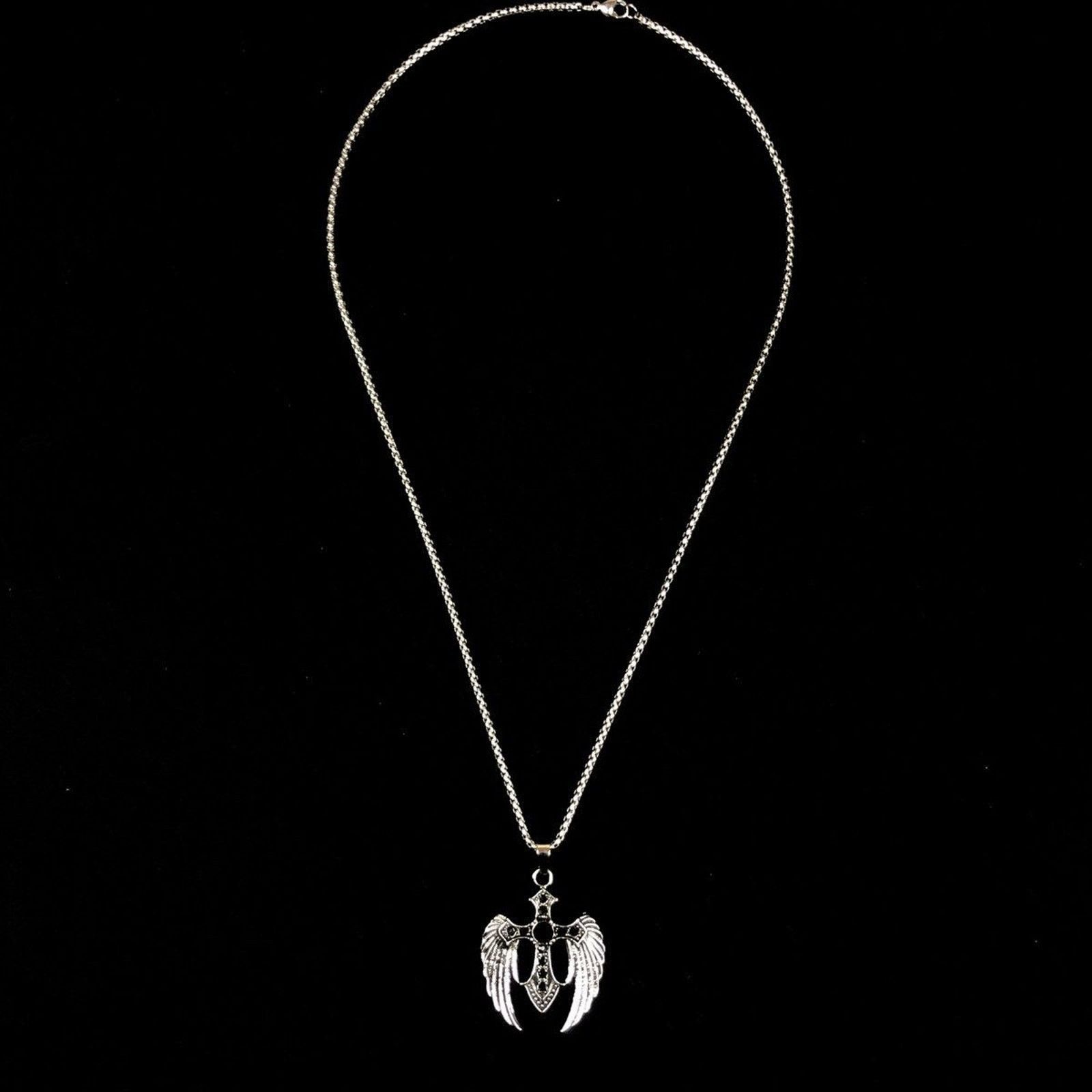 Jewelry Wings Cross Necklace Crystal Chain Punk Gothic Size ONE SIZE - 2 Thumbnail