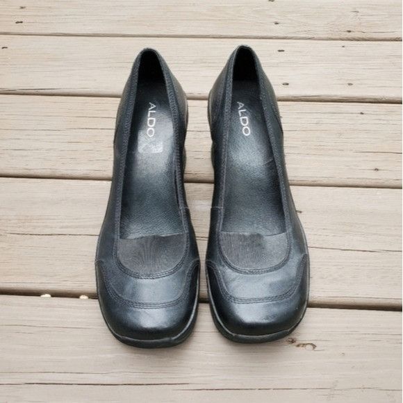 Aldo × Vintage Vintage 90s y2k Bratz Black Leather Chunky Wedge Platform Size US 10.5 / IT 40.5 - 4 Thumbnail