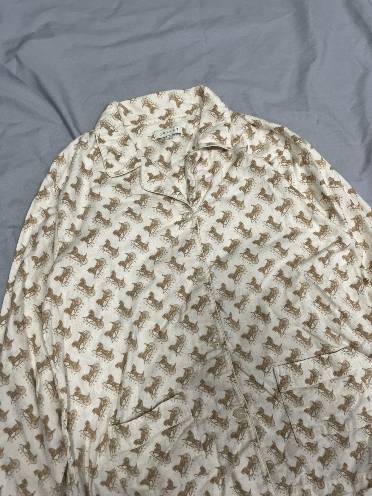 Celine Celine Pajamas Shirt Monogram vintage logo Size L / US 10 / IT 46 - 2 Thumbnail