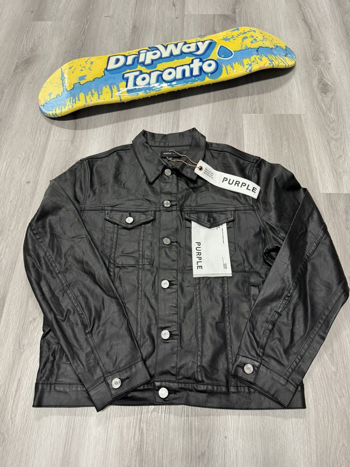 Black Leather PURPLE BRAND Jacket