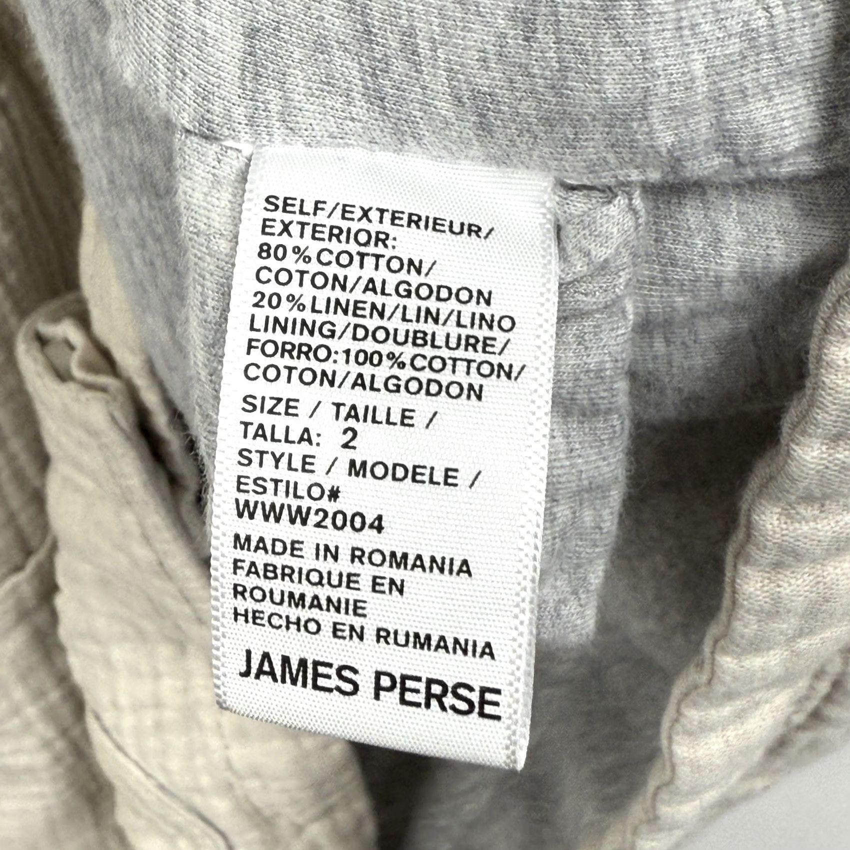 James Perse VINTAGE James Perse Jacket Womens 2 Medium Beige Pockets Collared Button Long Sleeve Short Length - Fall Spring Regular Mens Womens Girls Size XS / US 0-2 / IT 36-38 - 6 Thumbnail