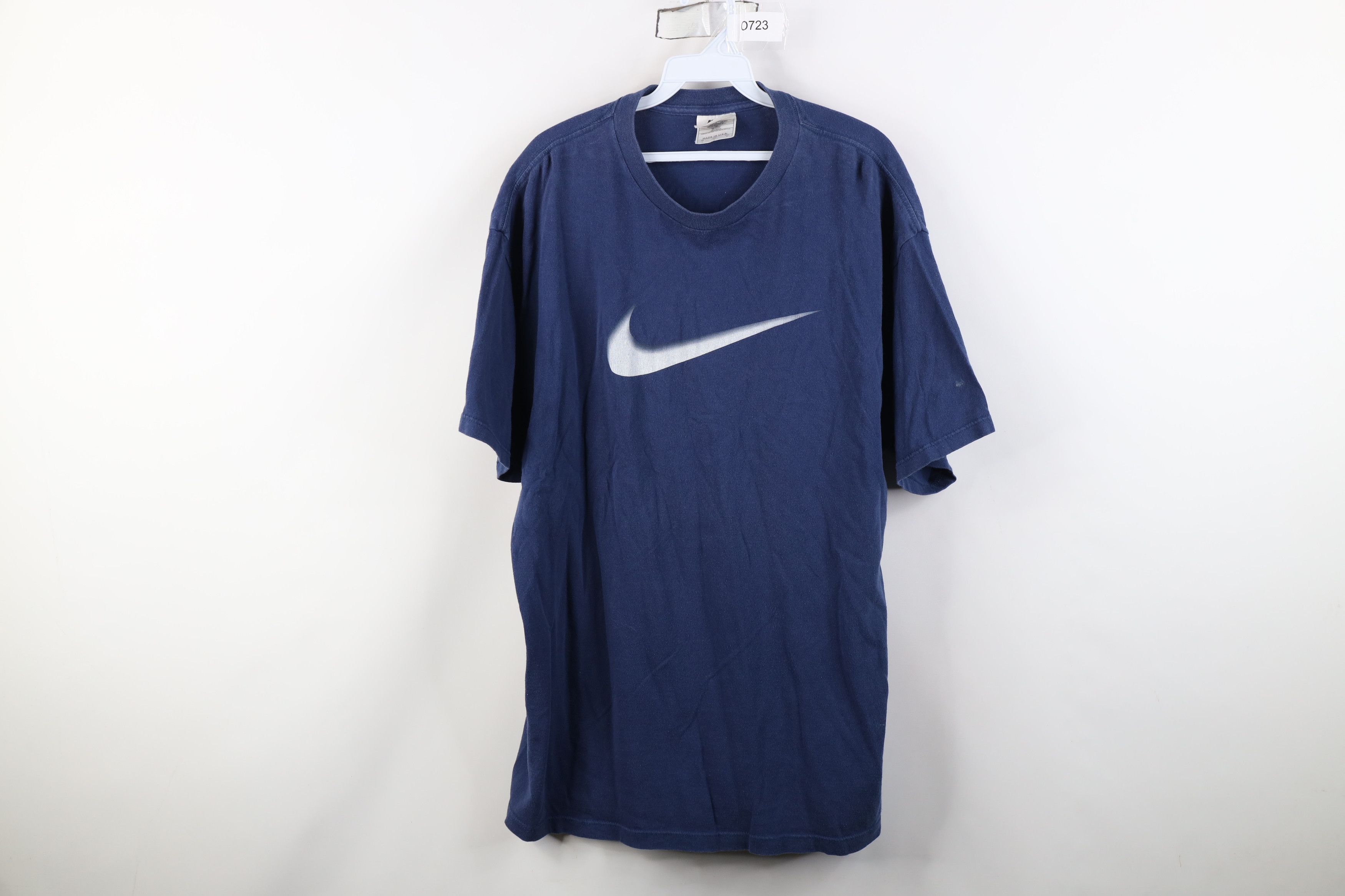 Nike Vintage 90s Nike Scott Center Big Swoosh T-Shirt Blue USA Size US L / EU 52-54 / 3 - 1 Thumbnail