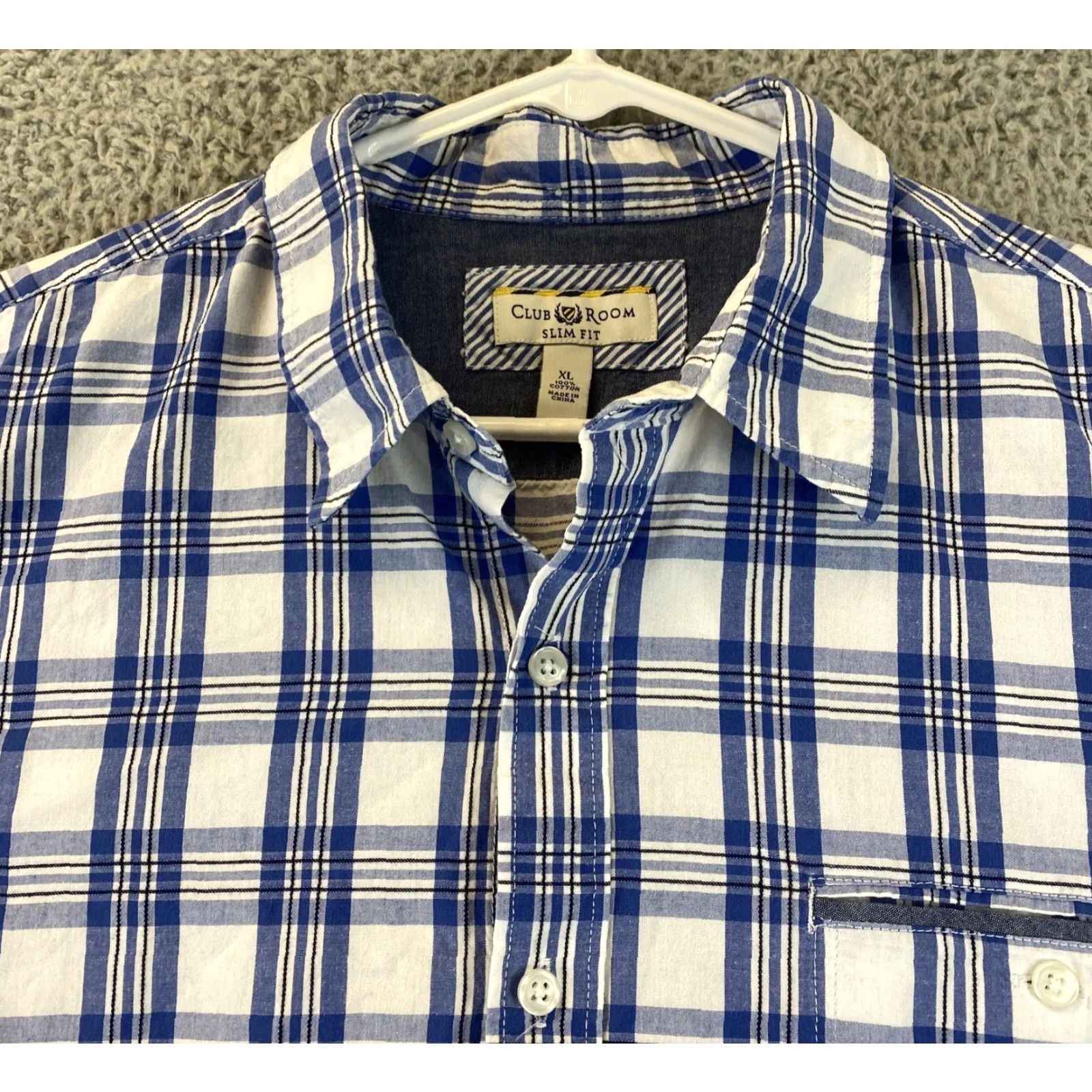Club Room Club Room Shirt Mens XL Blue Slim-Fit Plaid Long Sleeve All Seasons 74-18 Size US XL / EU 56 / 4 - 2 Thumbnail