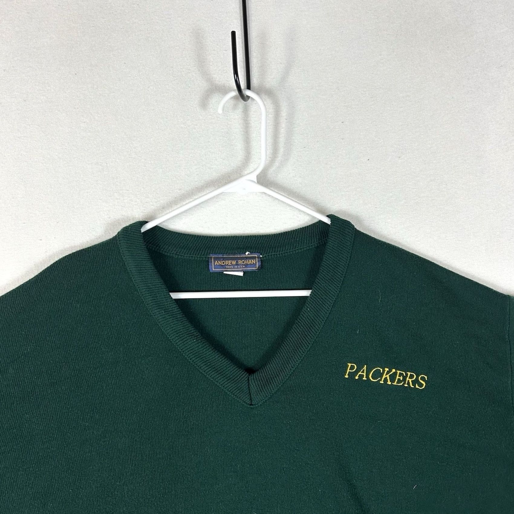 Vintage VINTAGE Andrew Rohan Green Bay Packers V-neck Sweater Mens XL Green USA Football Pullover Knit Logo Solid Size US XL / EU 56 / 4 - 2 Thumbnail