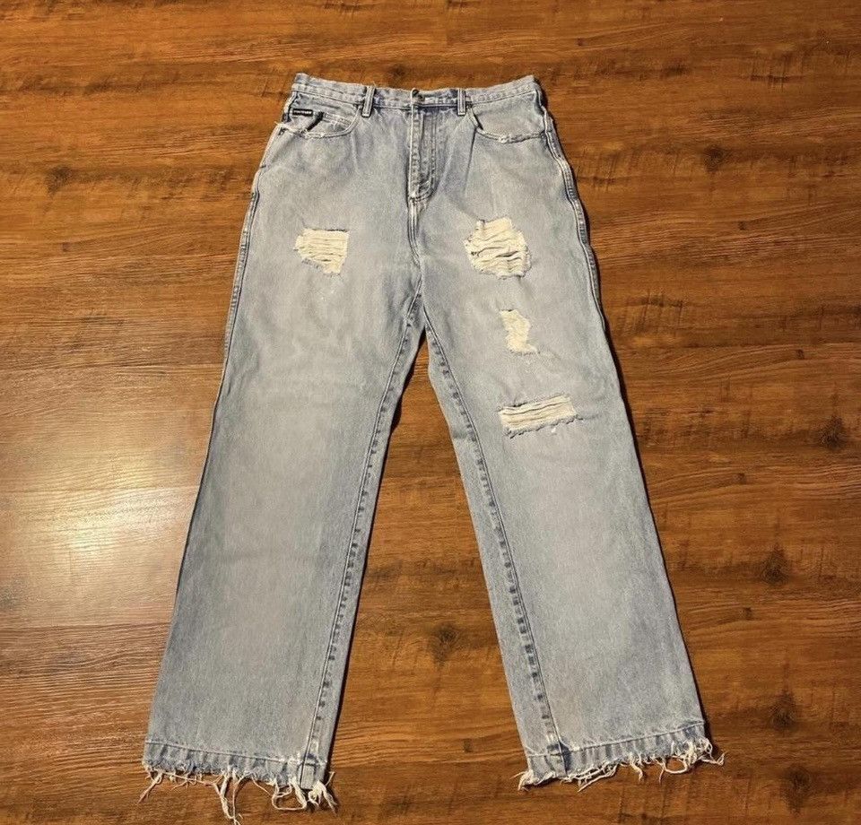 Phat Farm Vintage Phat Farm Light Wash Distressed Baggy Jeans Size US 32 / EU 48 - 1 Thumbnail