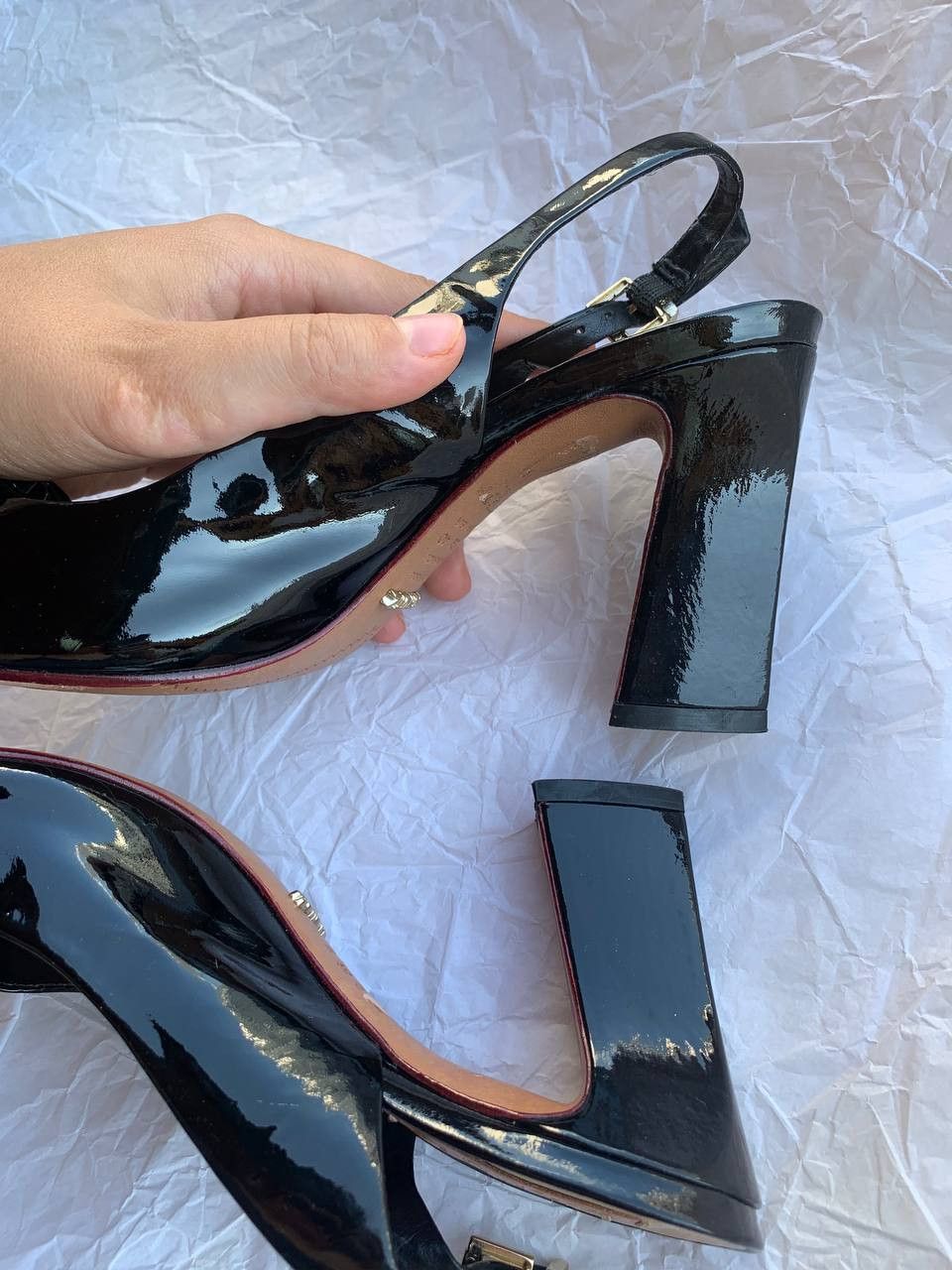 SCHUTZ × Vintage Schutz vintage black patent leather sandals with bow Size US 9 / IT 39 - 3 Thumbnail