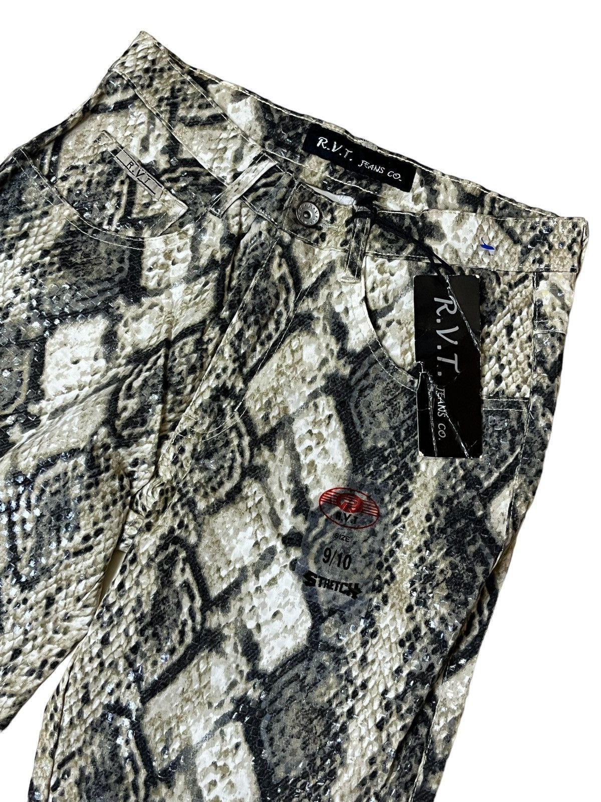 Japanese Brand NWT REVOLT R.V.T JEANS CO SNAKE SKIN PATTERNED FLARED PANT Size 26" / US 2 / IT 38 - 5 Thumbnail
