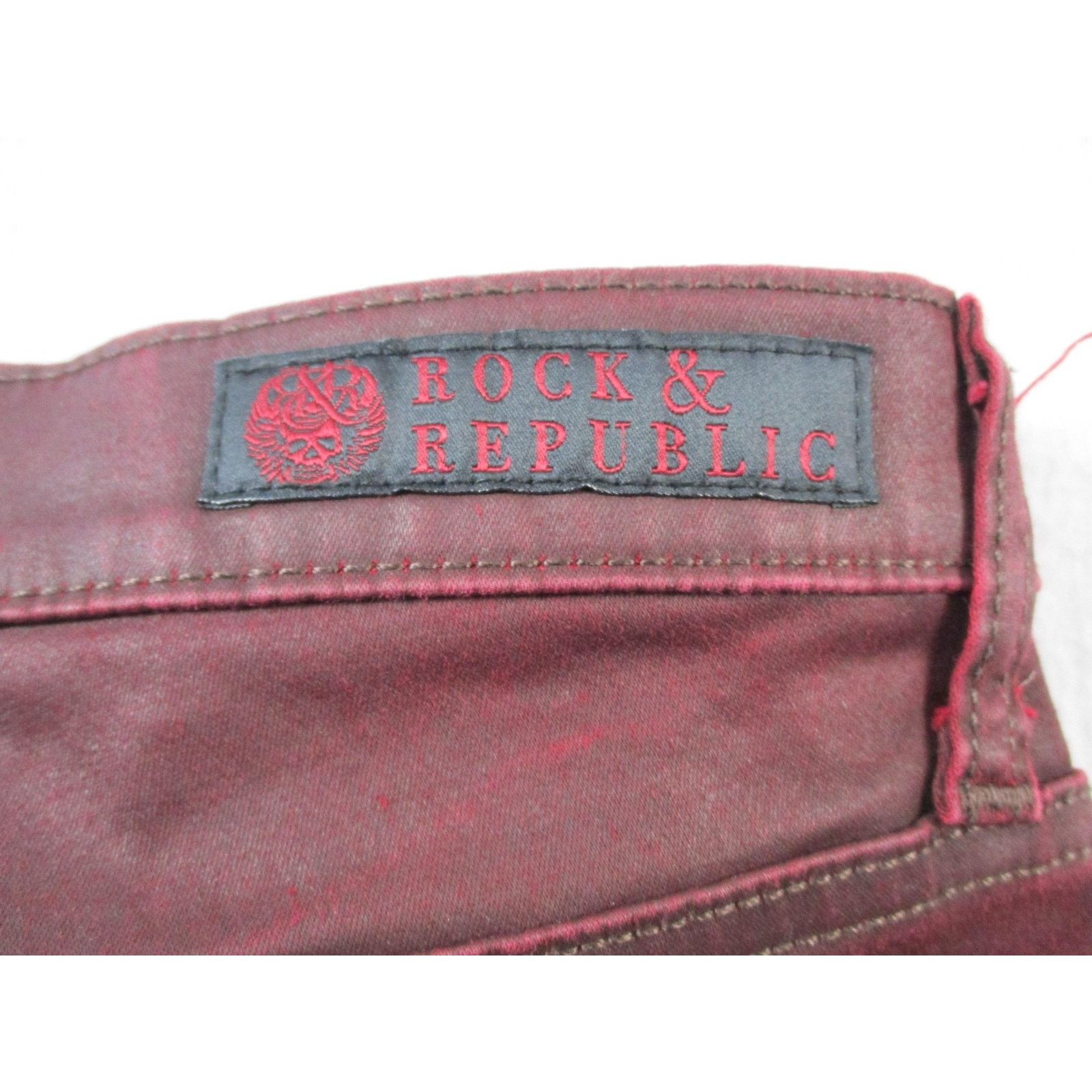 Rock & Republic Rock & Republic Jeans Womens 31 Dark Red Skinny Slim Coated Size 31" - 11 Thumbnail