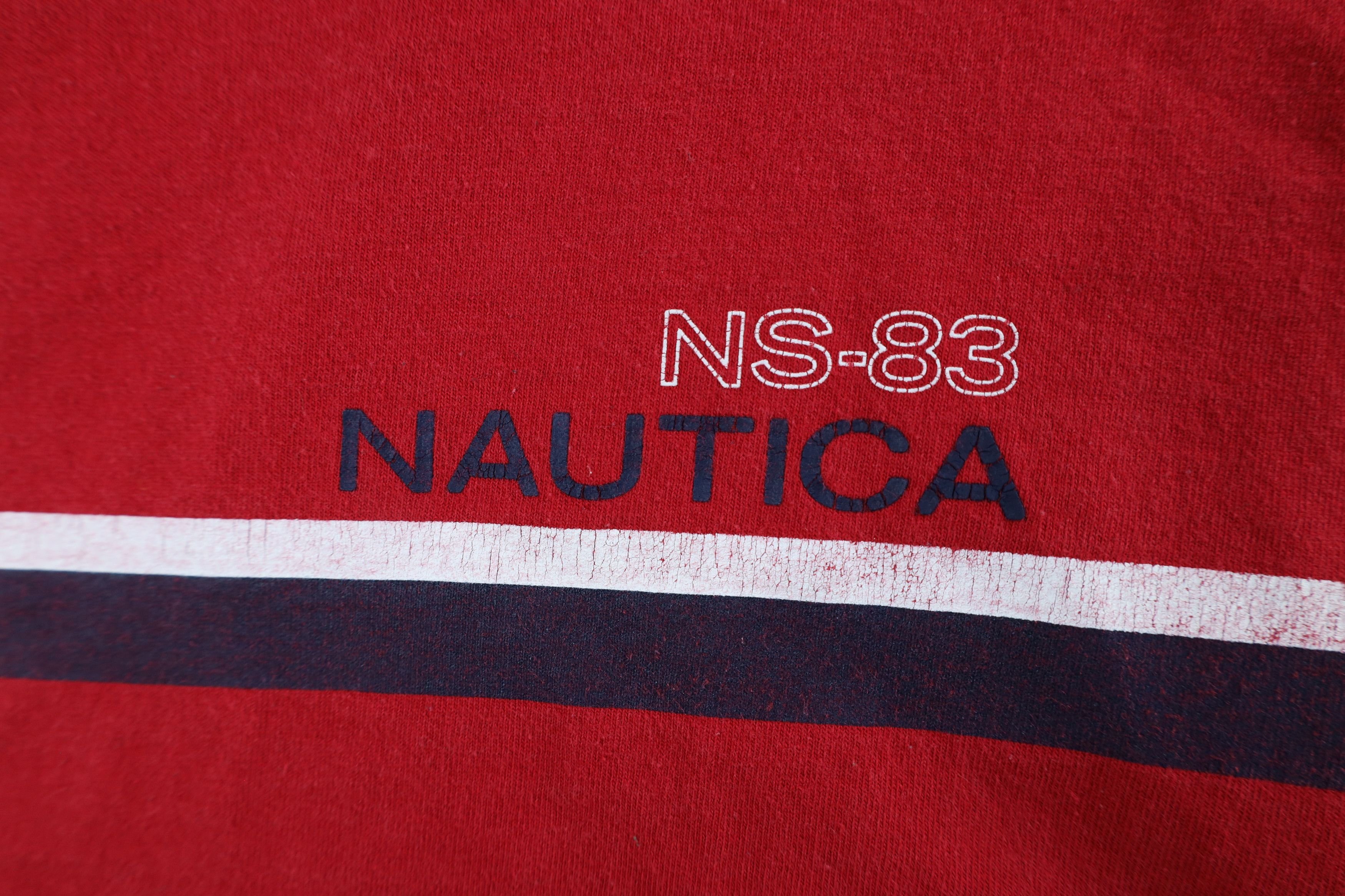Nautica × Vintage Vintage 90s Nautica Out Striped Long Sleeve T-Shirt Red Size US XL / EU 56 / 4 - 4 Thumbnail