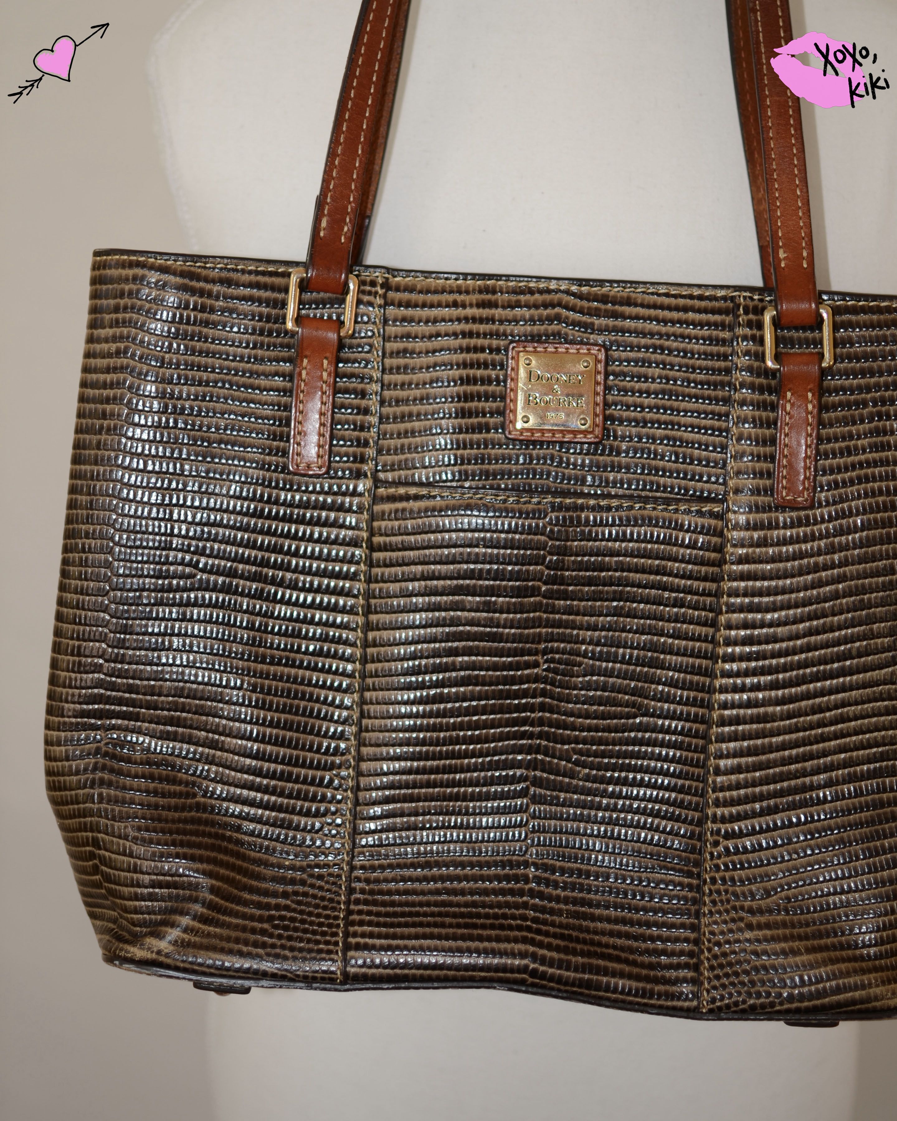 Dooney & Bourke DONNEY & BROOKE BROWN ALLIGATOR STYLE TOTE Size ONE SIZE - 3 Thumbnail