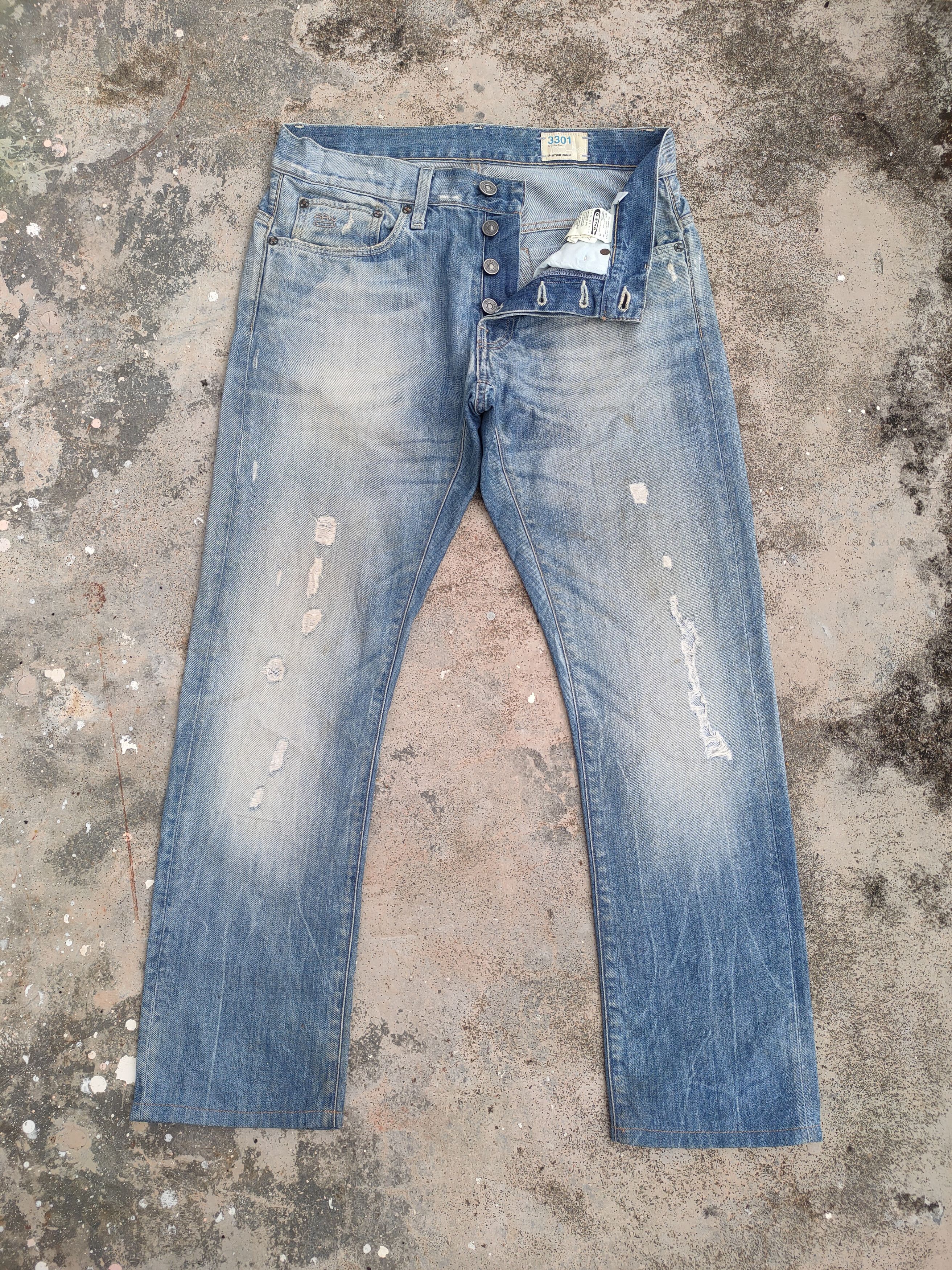 G-Star VINTAGE G RAW RIPPED FADED DENIM JEAN PANTS Size US 33 - 1 Thumbnail