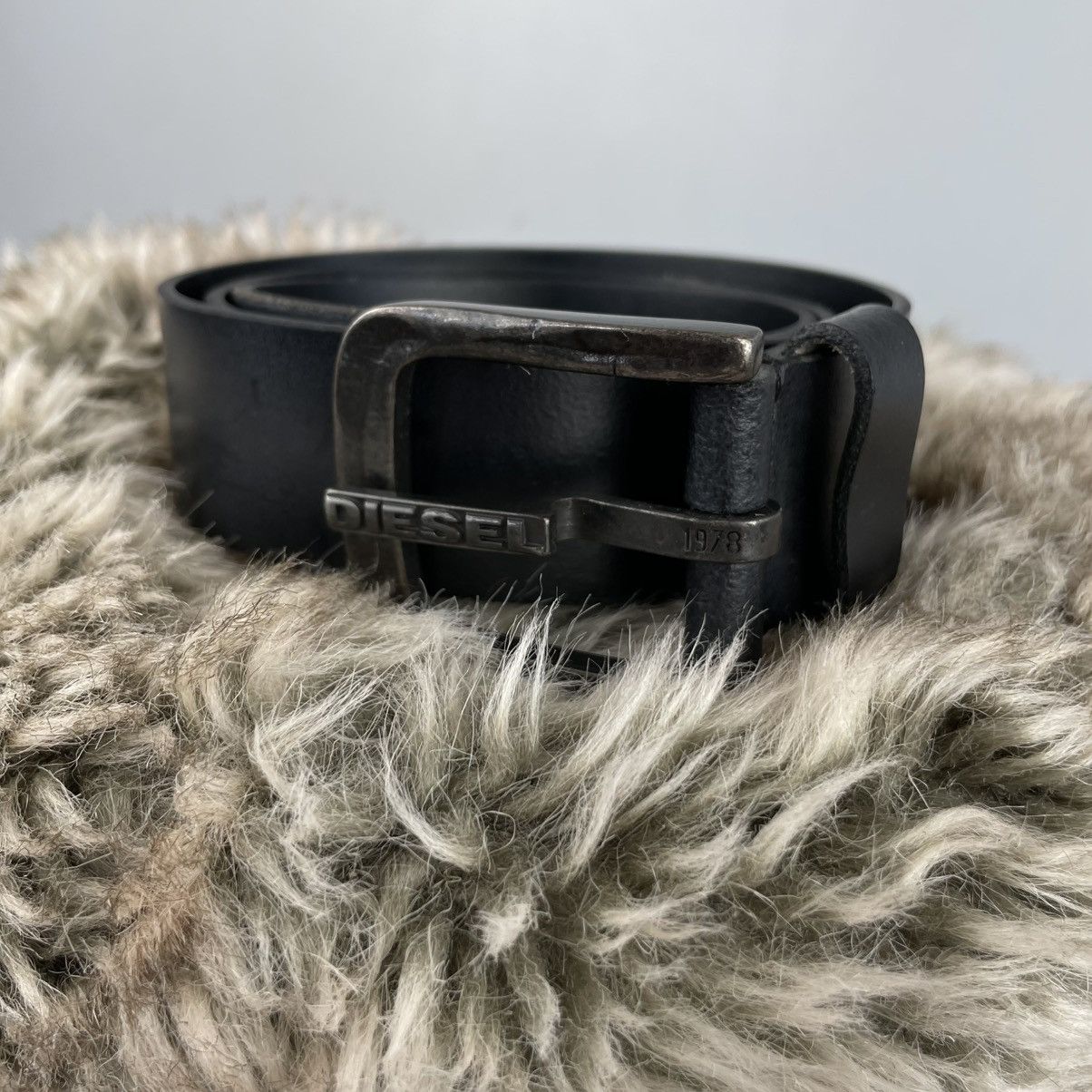 Diesel Authentic DIESEL Black Leather Belt with Embossed Logo Size 34 - 3 Thumbnail