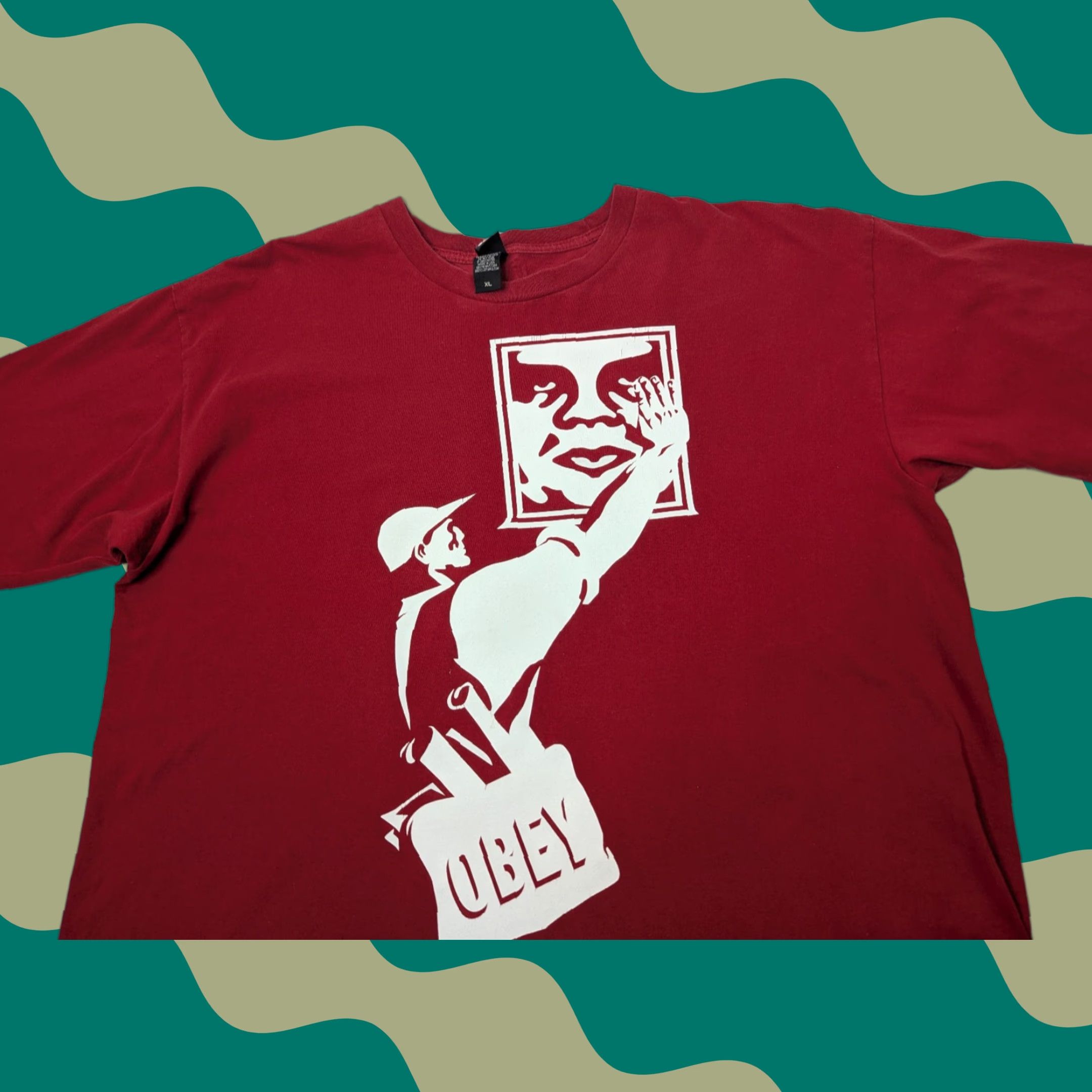 Obey VINTAGE OBEY Shirt XL Red Propaganda Y2K Graphic Short Sleeve Streetwear Size US XL / EU 56 / 4 - 1 Thumbnail